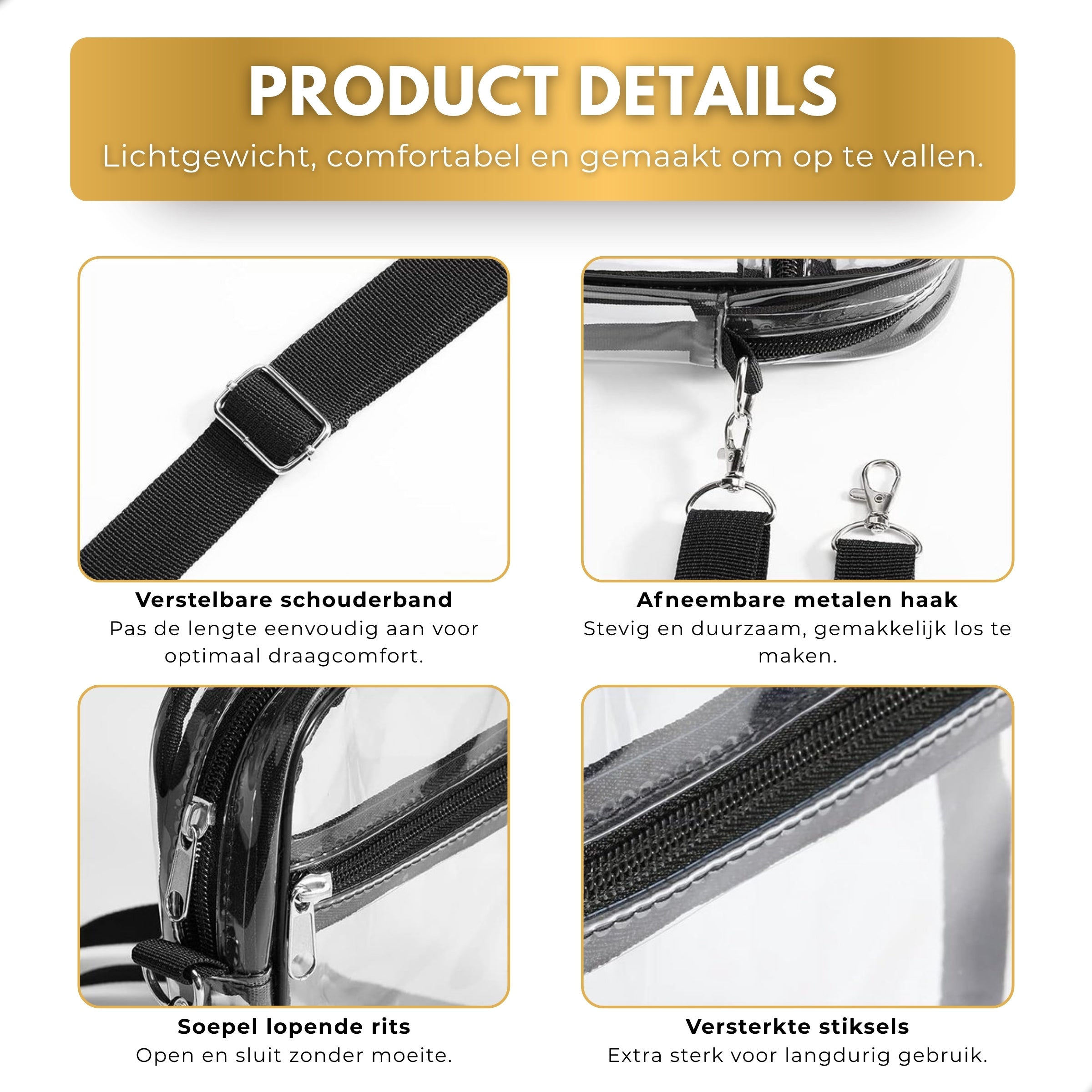 Boncy® Crossbody Schoudertas | Transparant