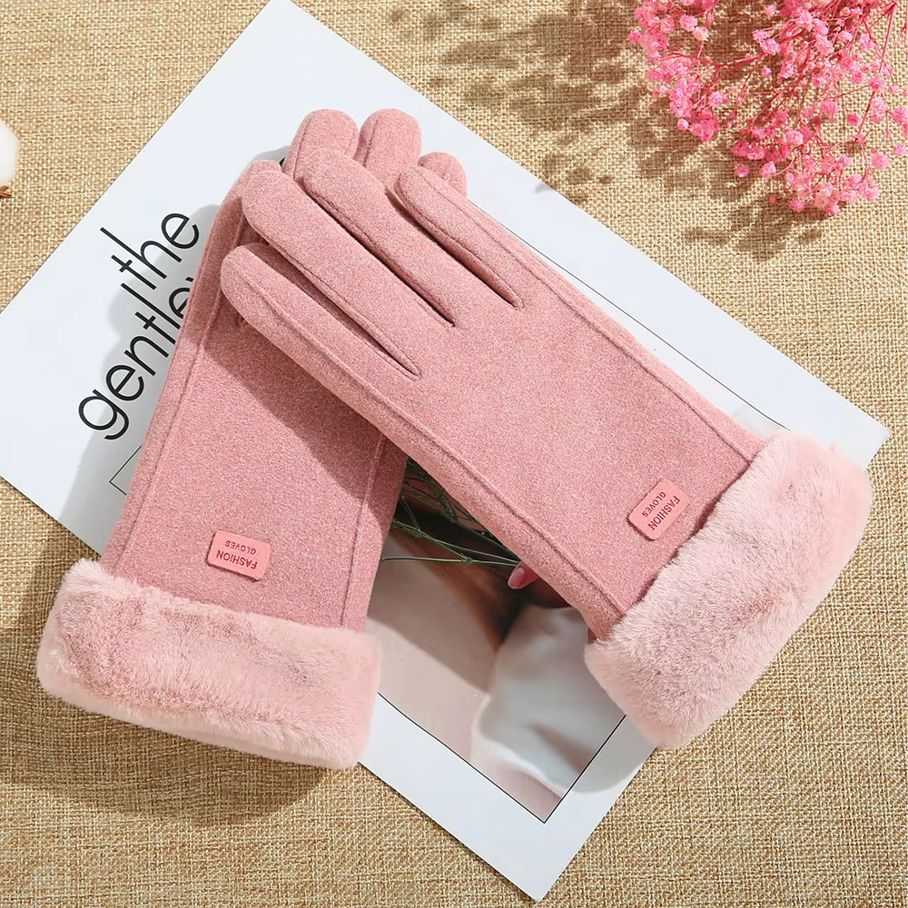 Dames Fluffy Handschoenen Met Touchscreen | Roze