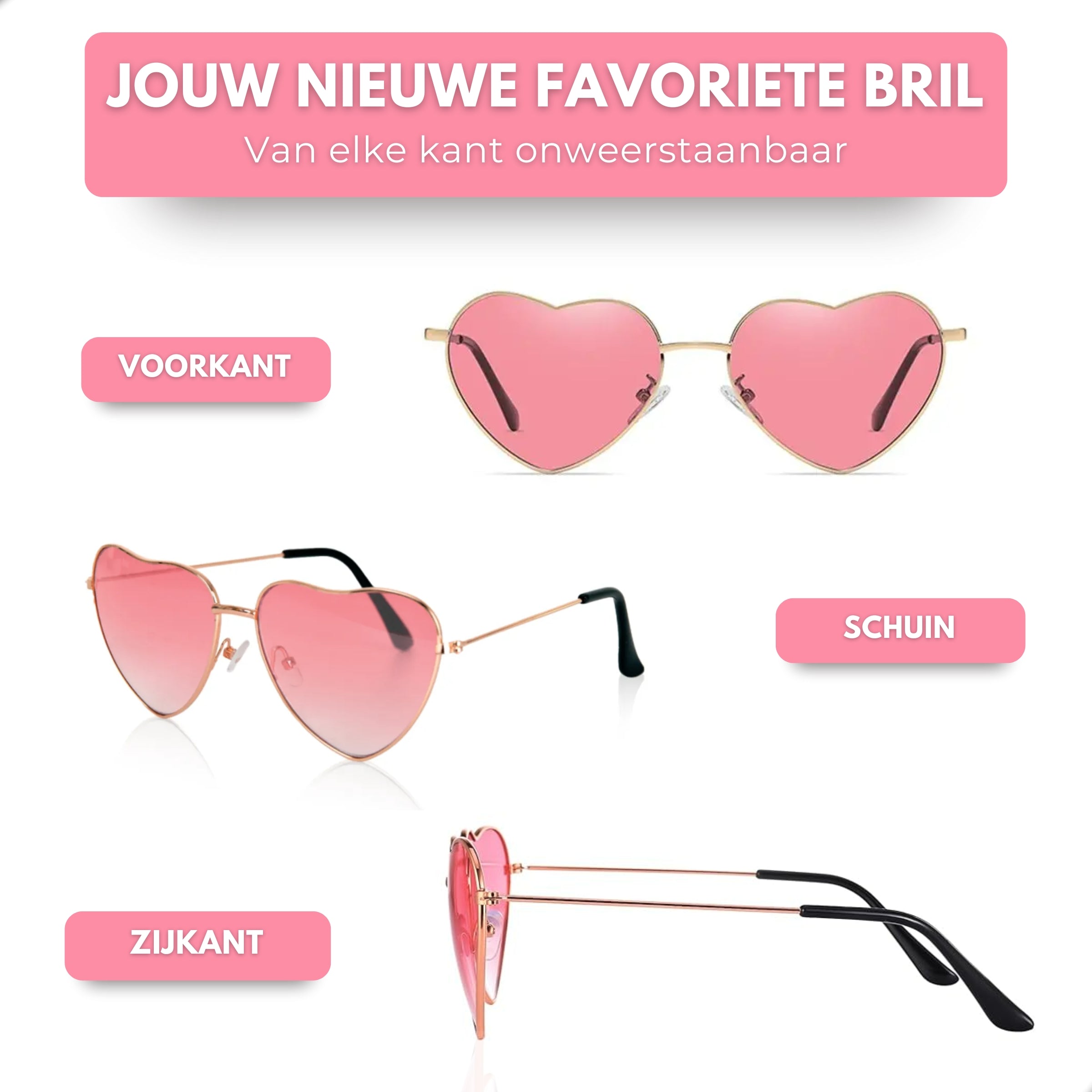 Boncy® Hartjes Zonnebril | 2-Pack | Roze