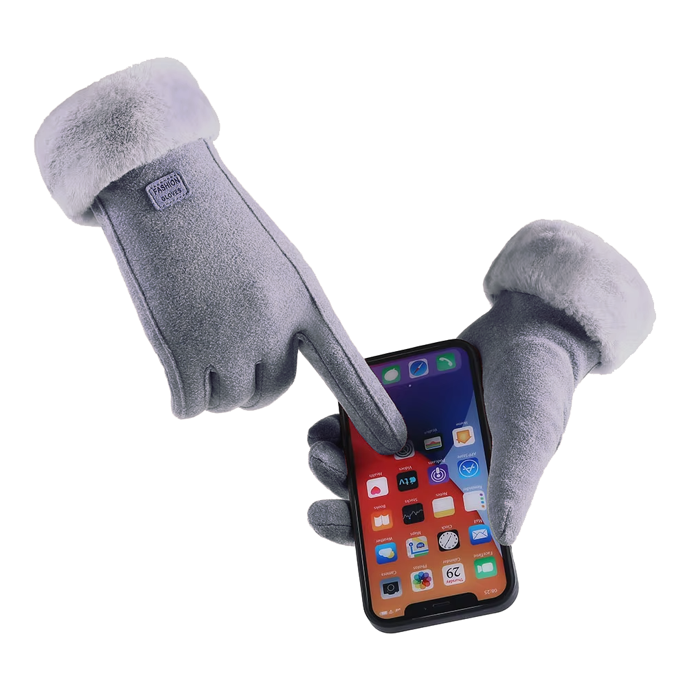Dames Fluffy Handschoenen Met Touchscreen | Grijs