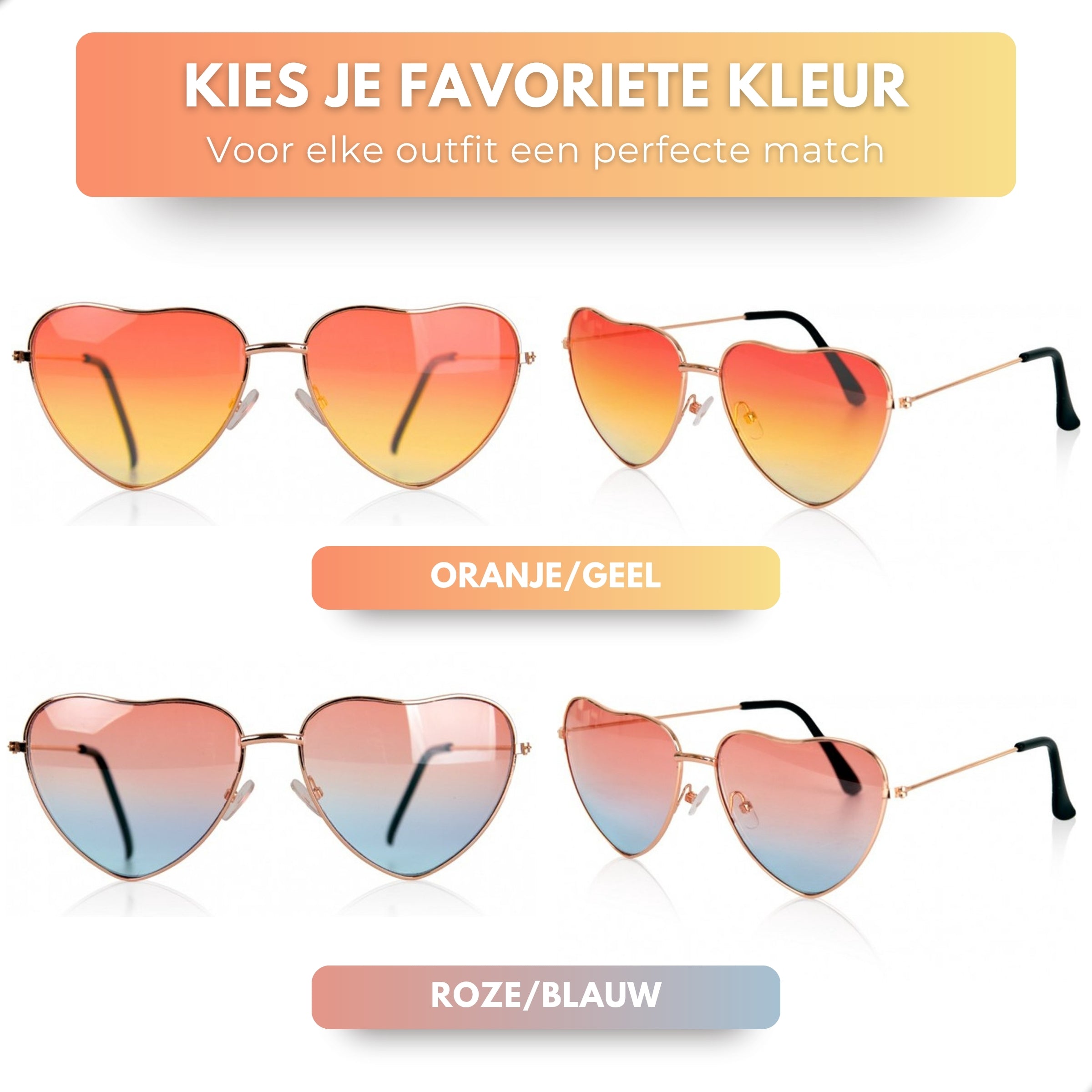 Boncy® Hartjes Zonnebril | 2-Pack | Gradient