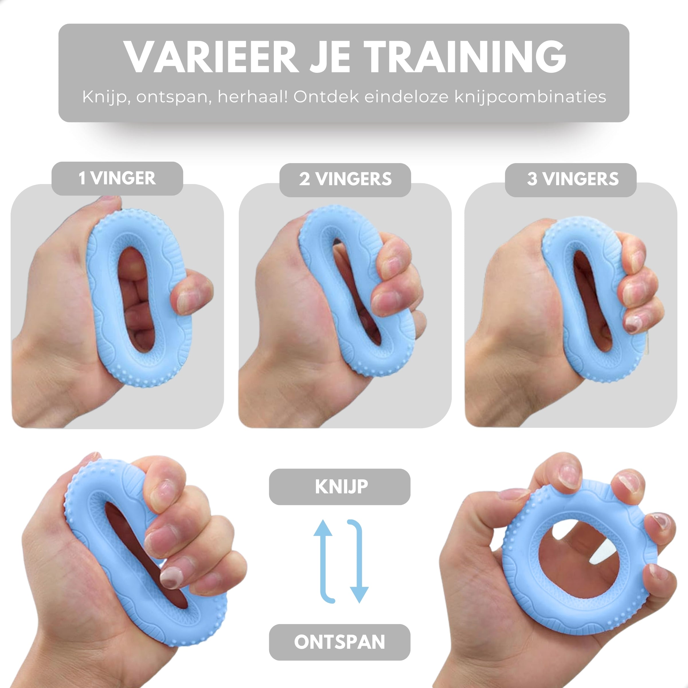 Boncy® Handtrainer Set | 3-Pack met 6 Weerstanden
