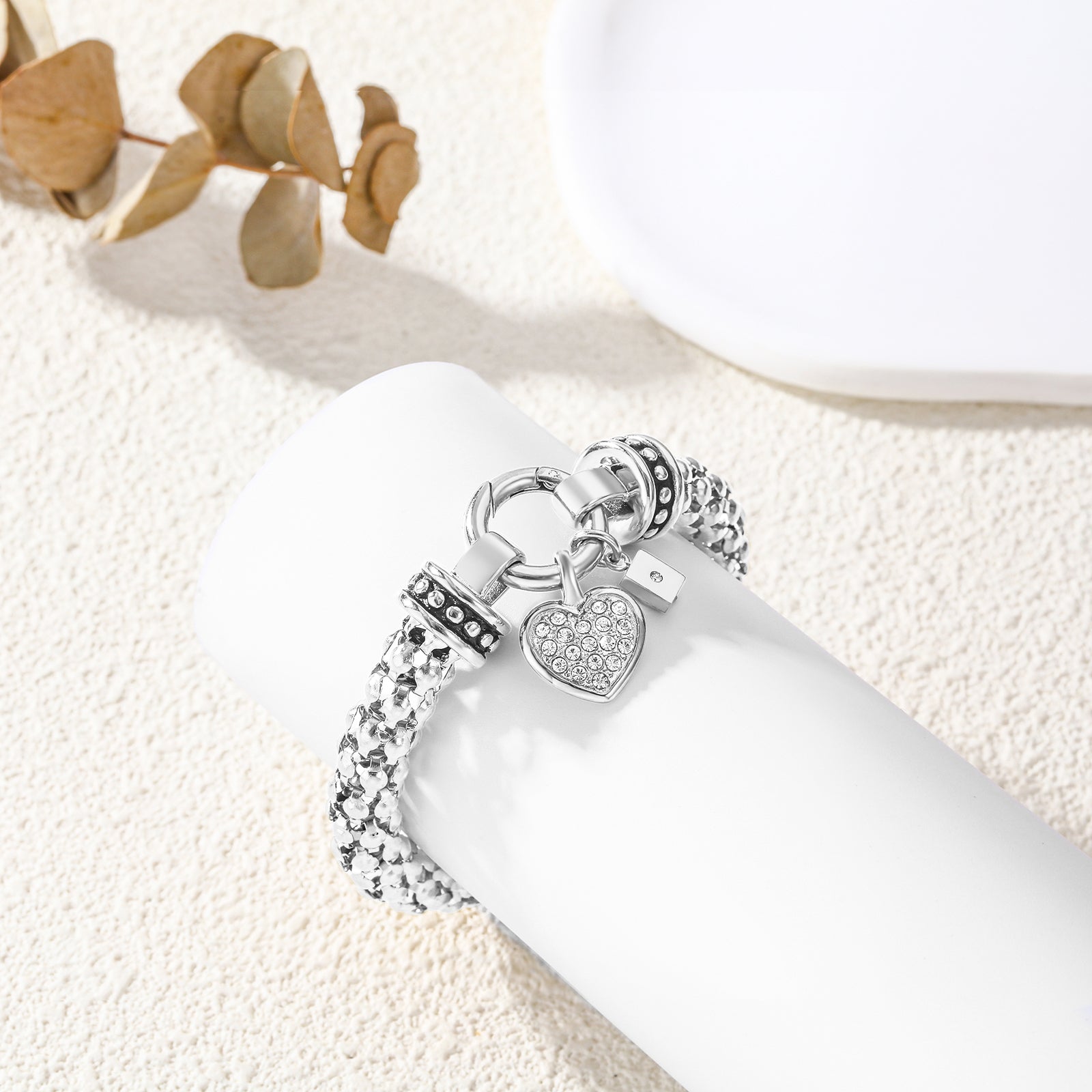 Armband Dames | Popcorn Schakel | Zilver Compleet RVS