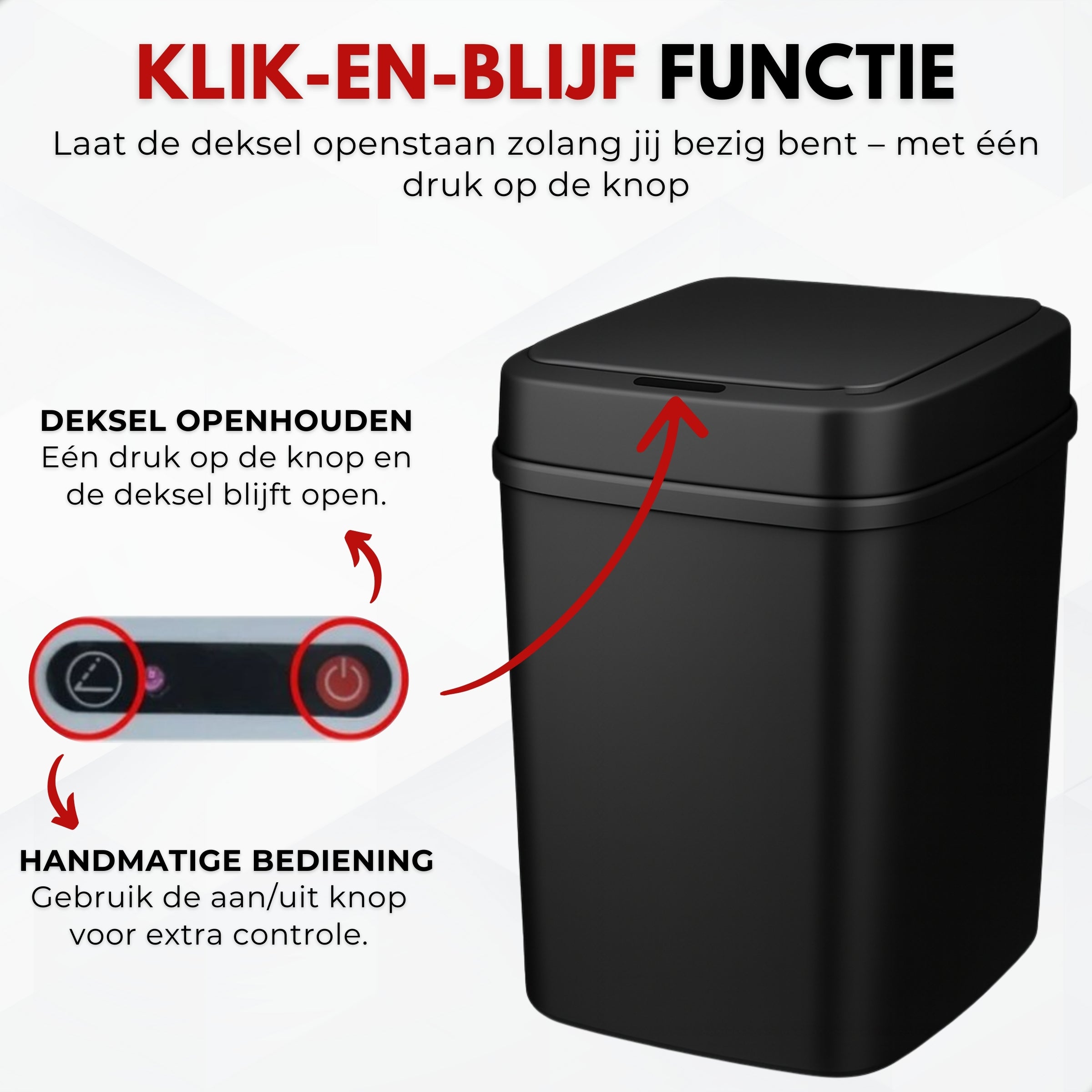 Prullenbak Met Sensor | 11 Liter | Zwart