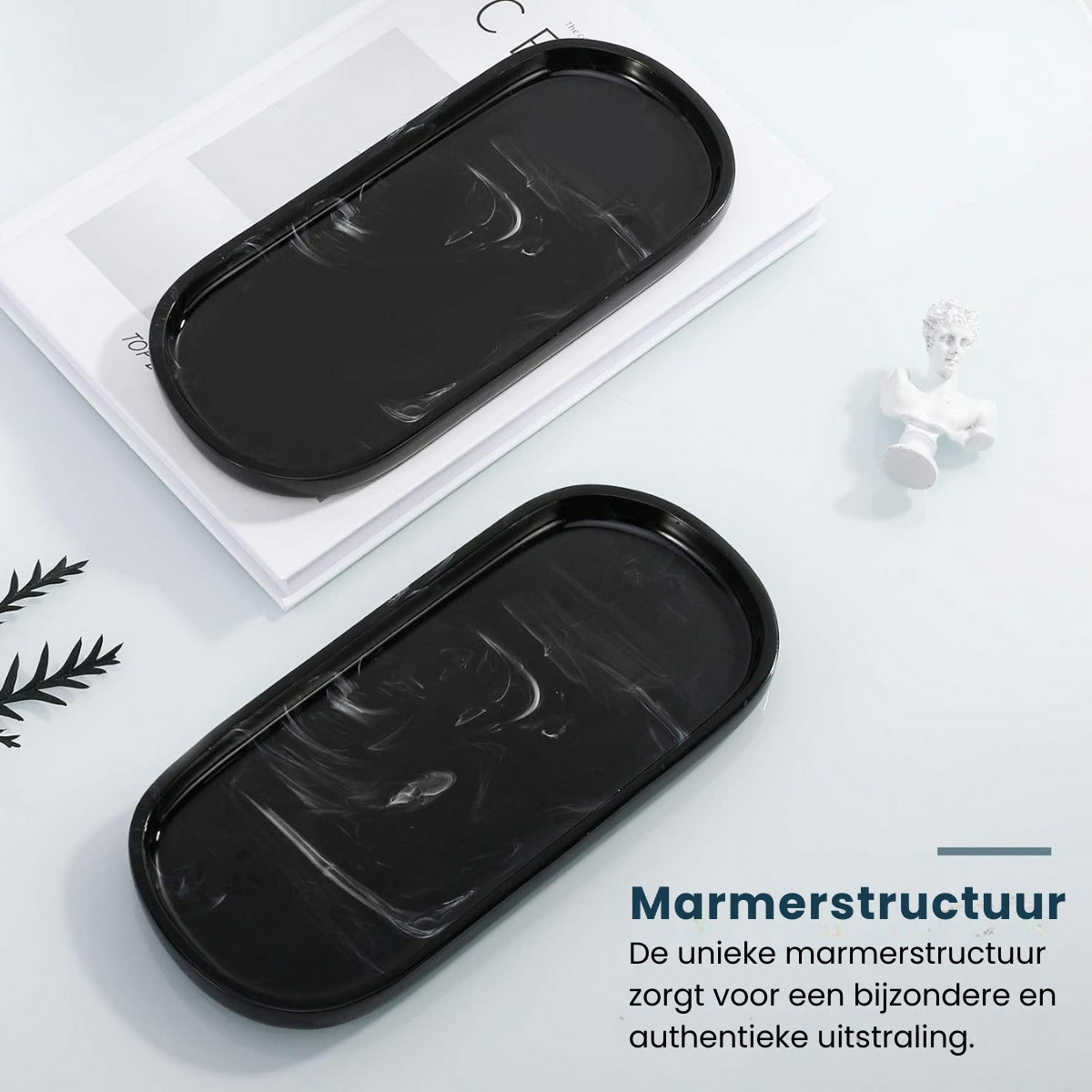 Kaarsenplateau | Zwart Marmer-look (Resin hars)