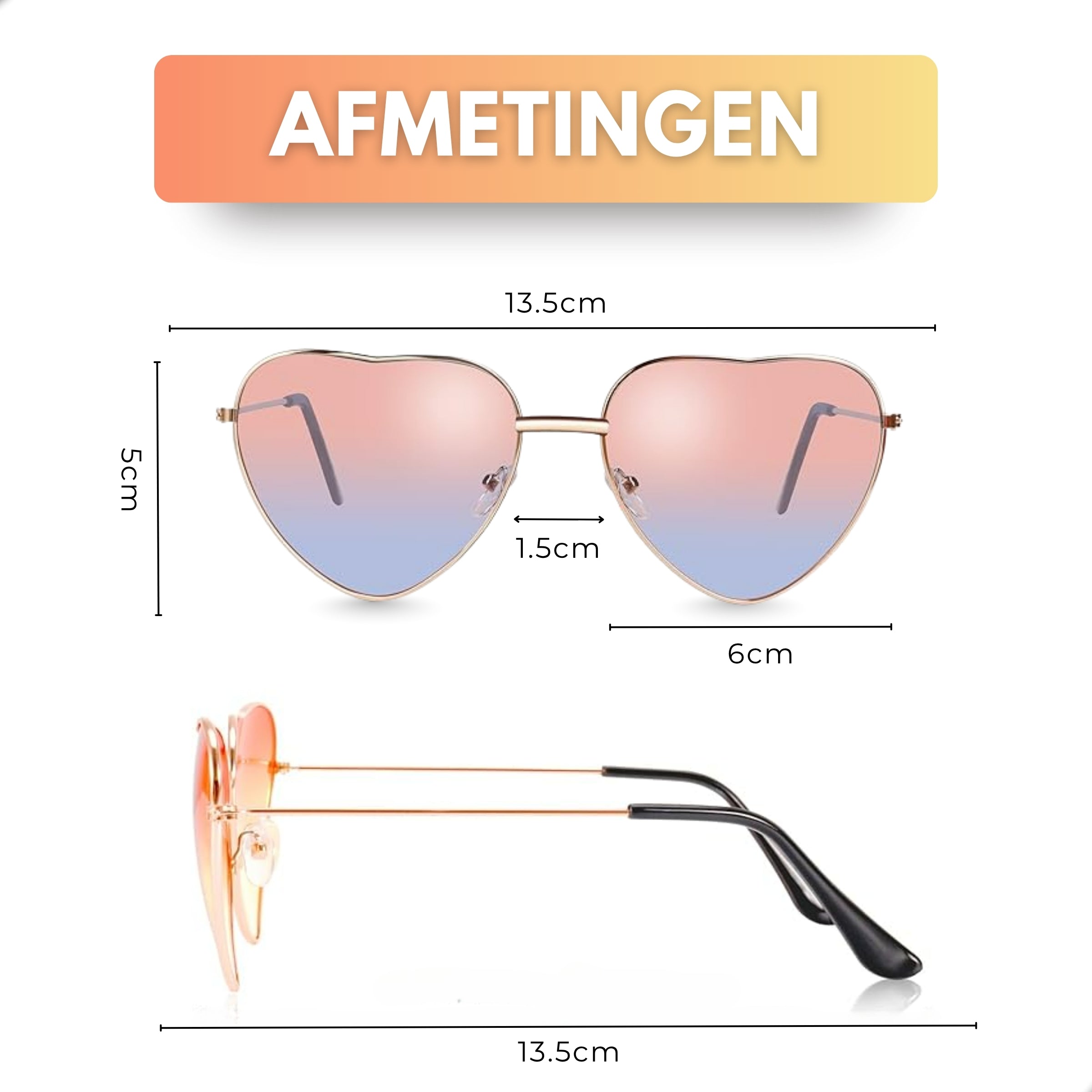 Boncy® Hartjes Zonnebril | 2-Pack | Gradient