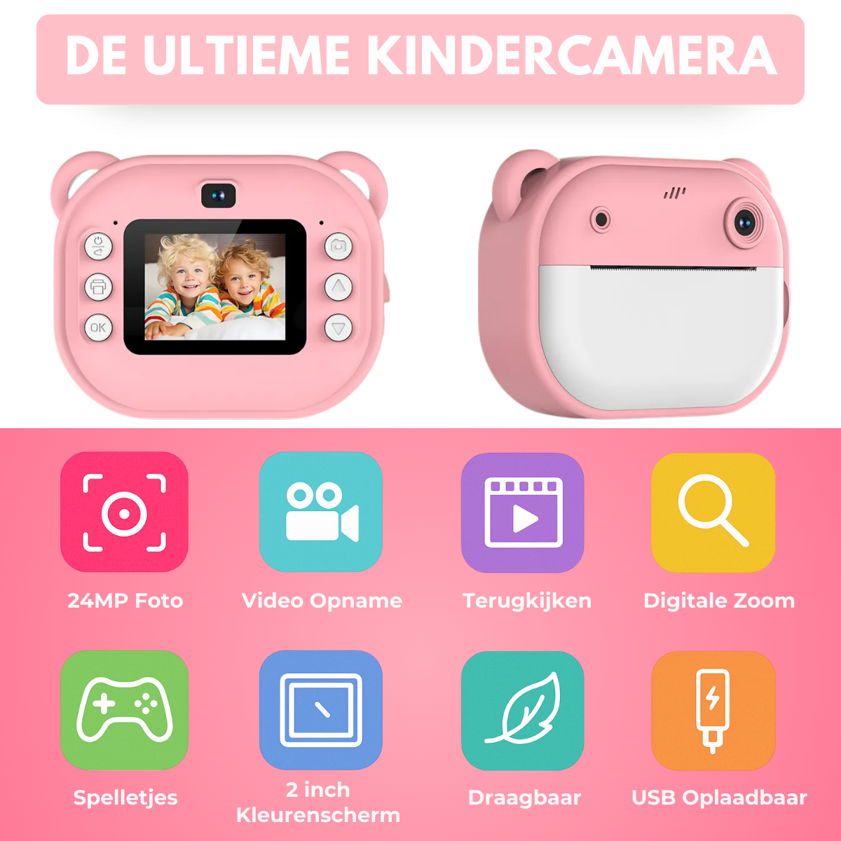 Boncy® Digitale Kindercamera met Foto Printer