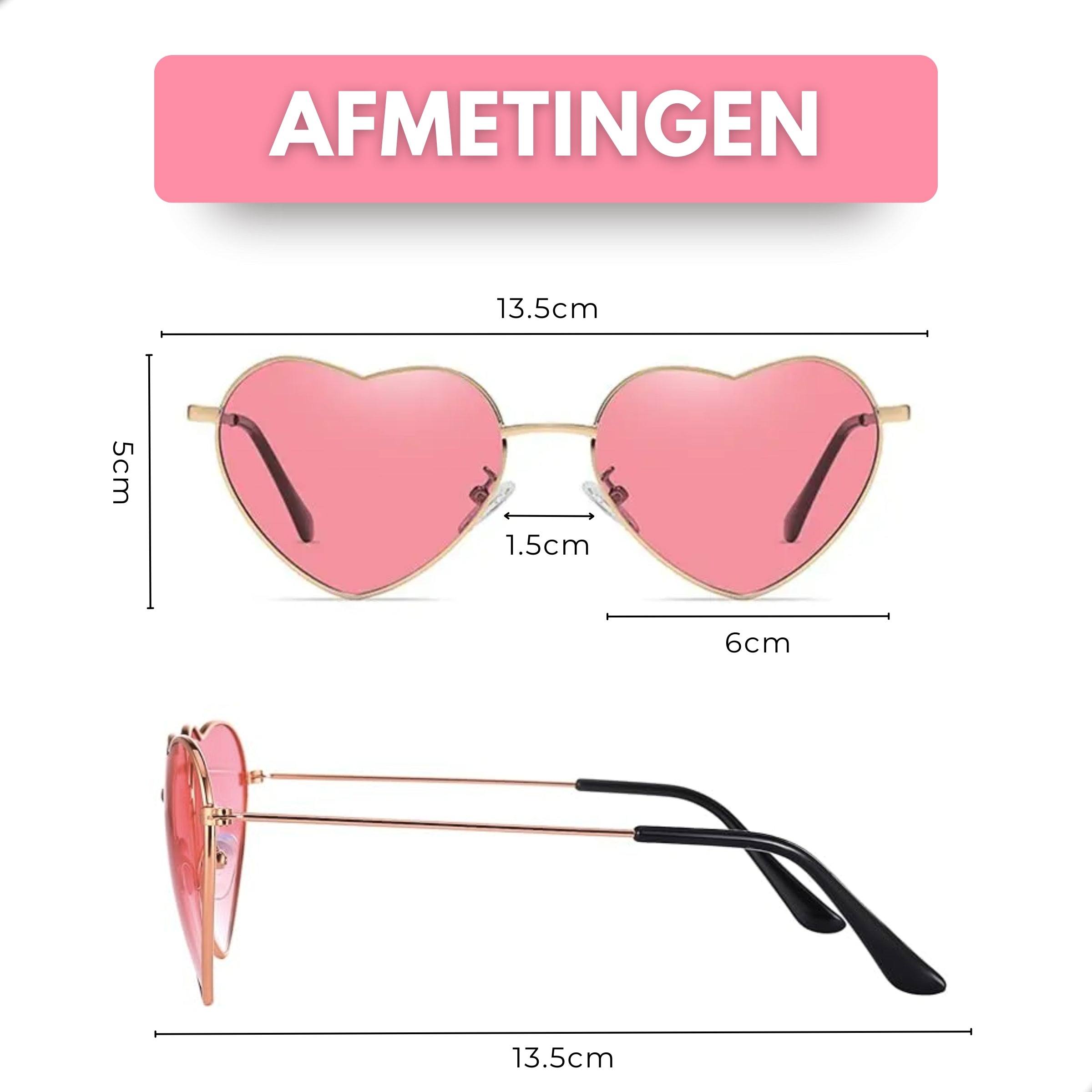 Boncy® Hartjes Zonnebril | 2-Pack | Roze