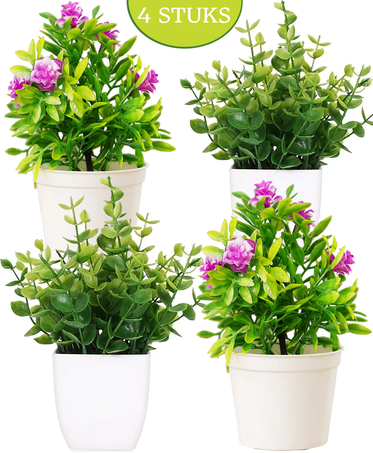 Premium Kunstplant | Plantjes In Pot | 4 Stuks