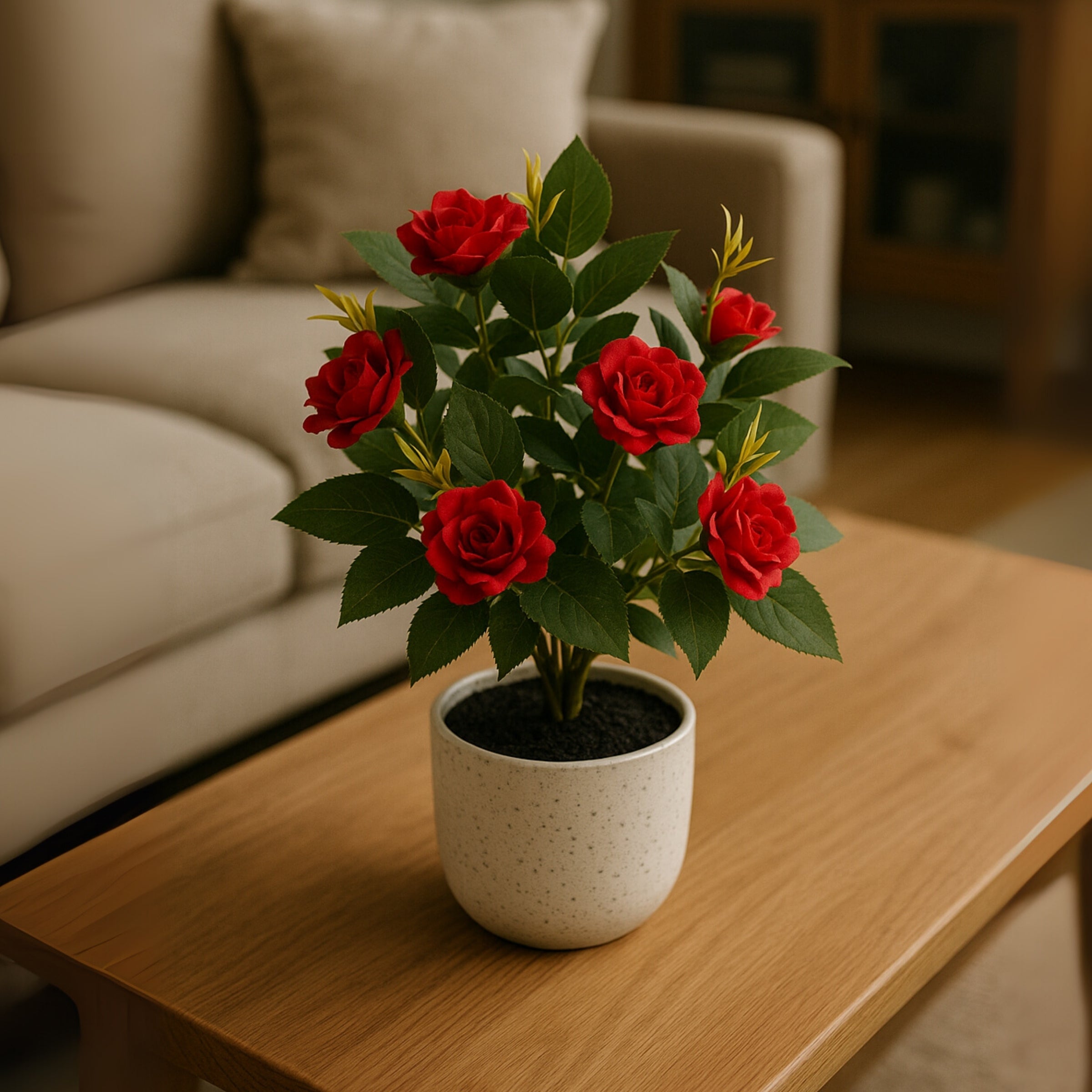 Boncy® Premium Kunstplant | Rozenstruik Rosa 25 cm