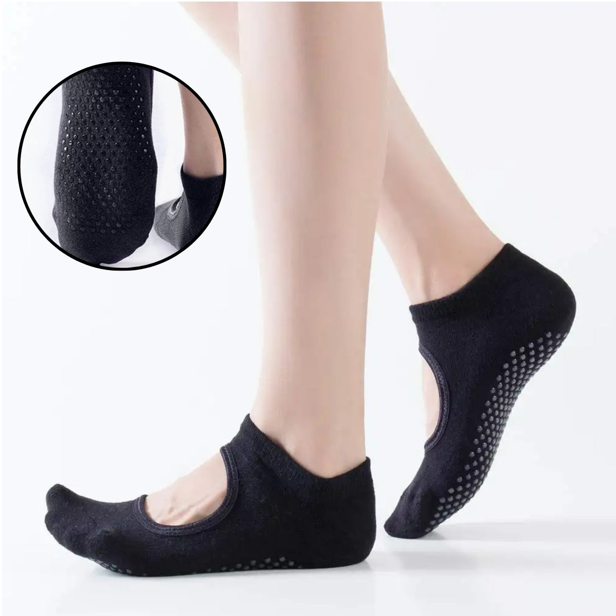 2-Pack Antislip Yoga Sokken | Zwart & Grijs