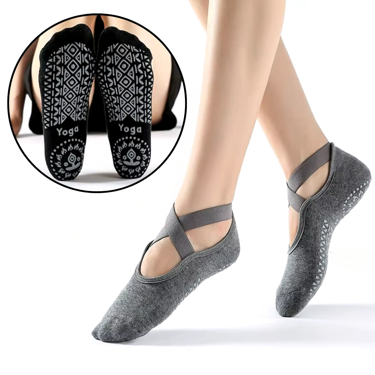 2-Pack Antislip Yoga Sokken | Kruis Strap