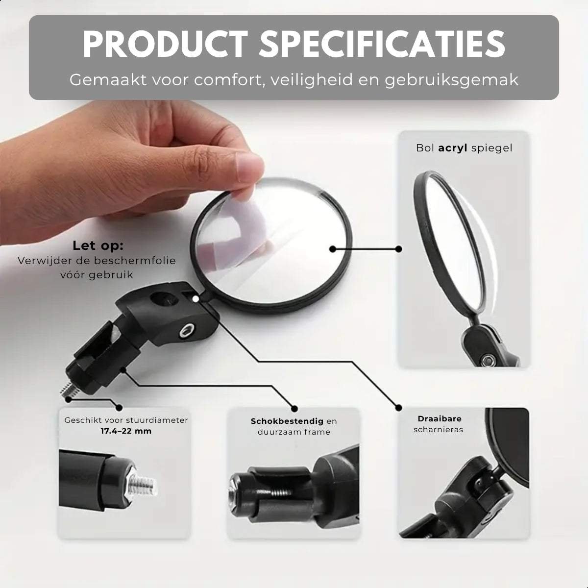 Boncy® Fietsspiegel 2-pack | In stuur