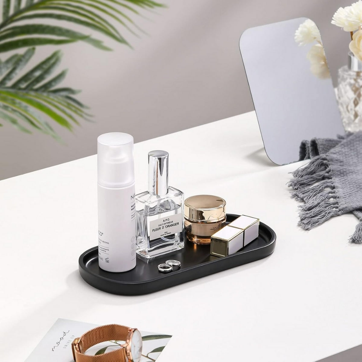 Kaarsenplateau | Zwart Marmer-look (Resin hars)