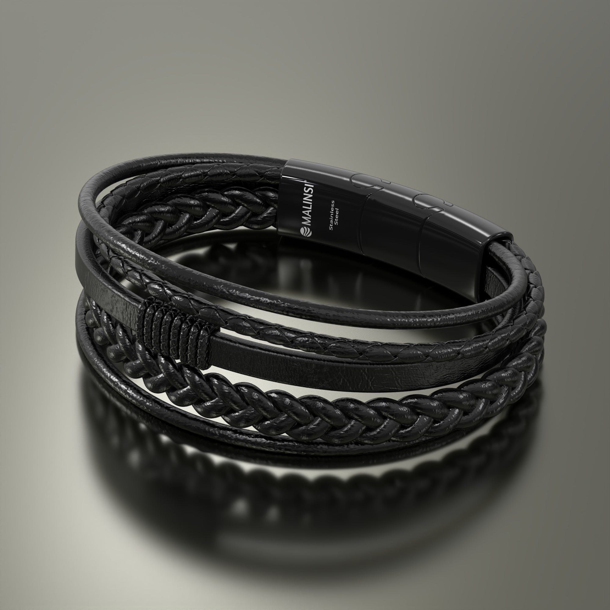 Luxe Leren Armband | Zwart