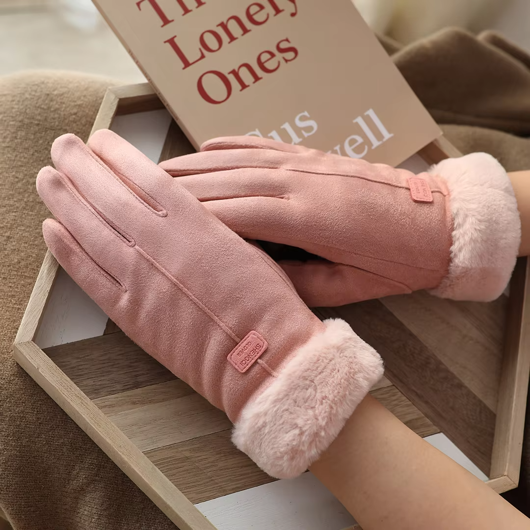 Dames Fluffy Handschoenen Met Touchscreen | Roze