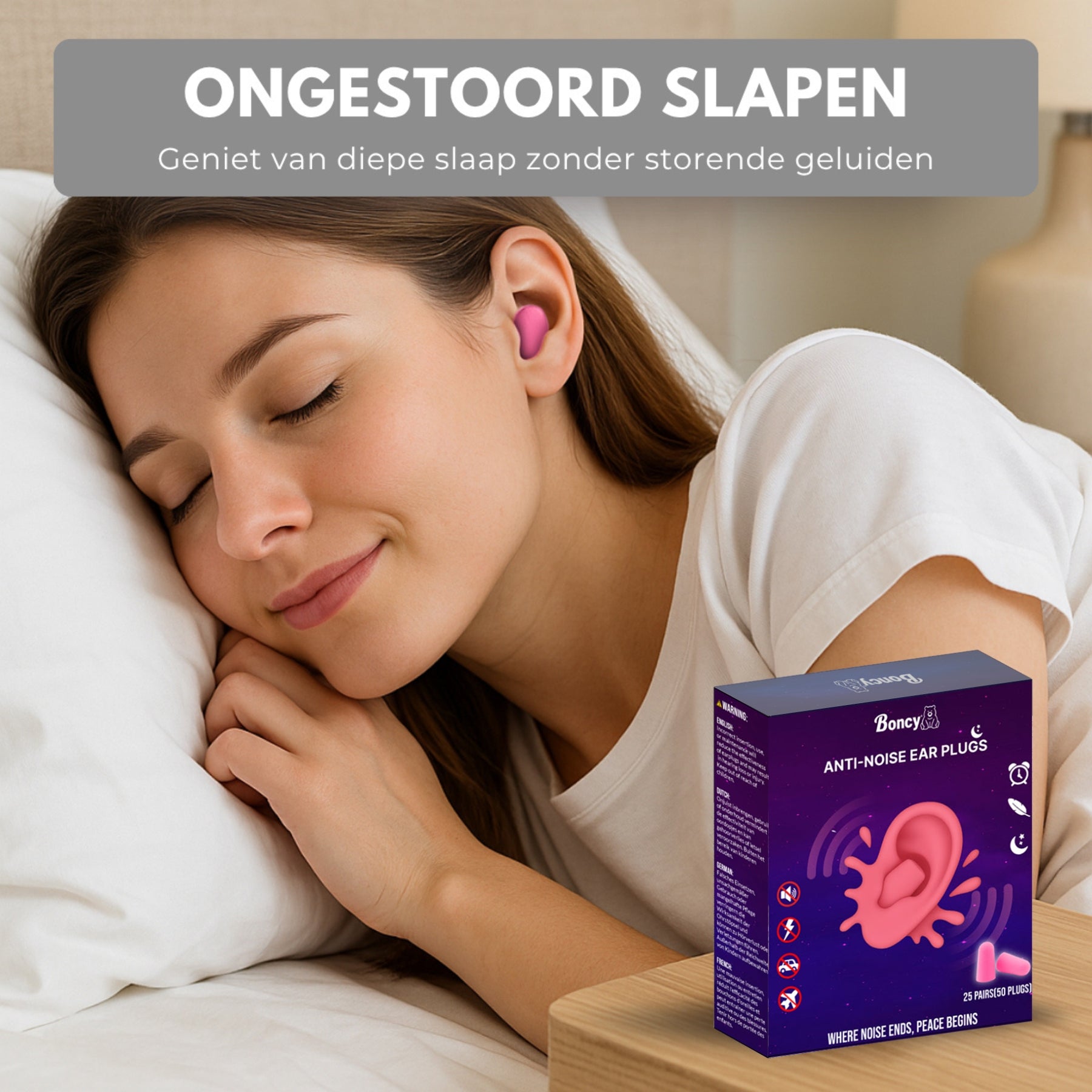 Boncy® Slaapoordoppen | 50 Stuks | Roze