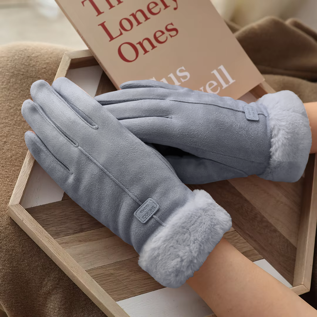 Dames Fluffy Handschoenen Met Touchscreen | Grijs