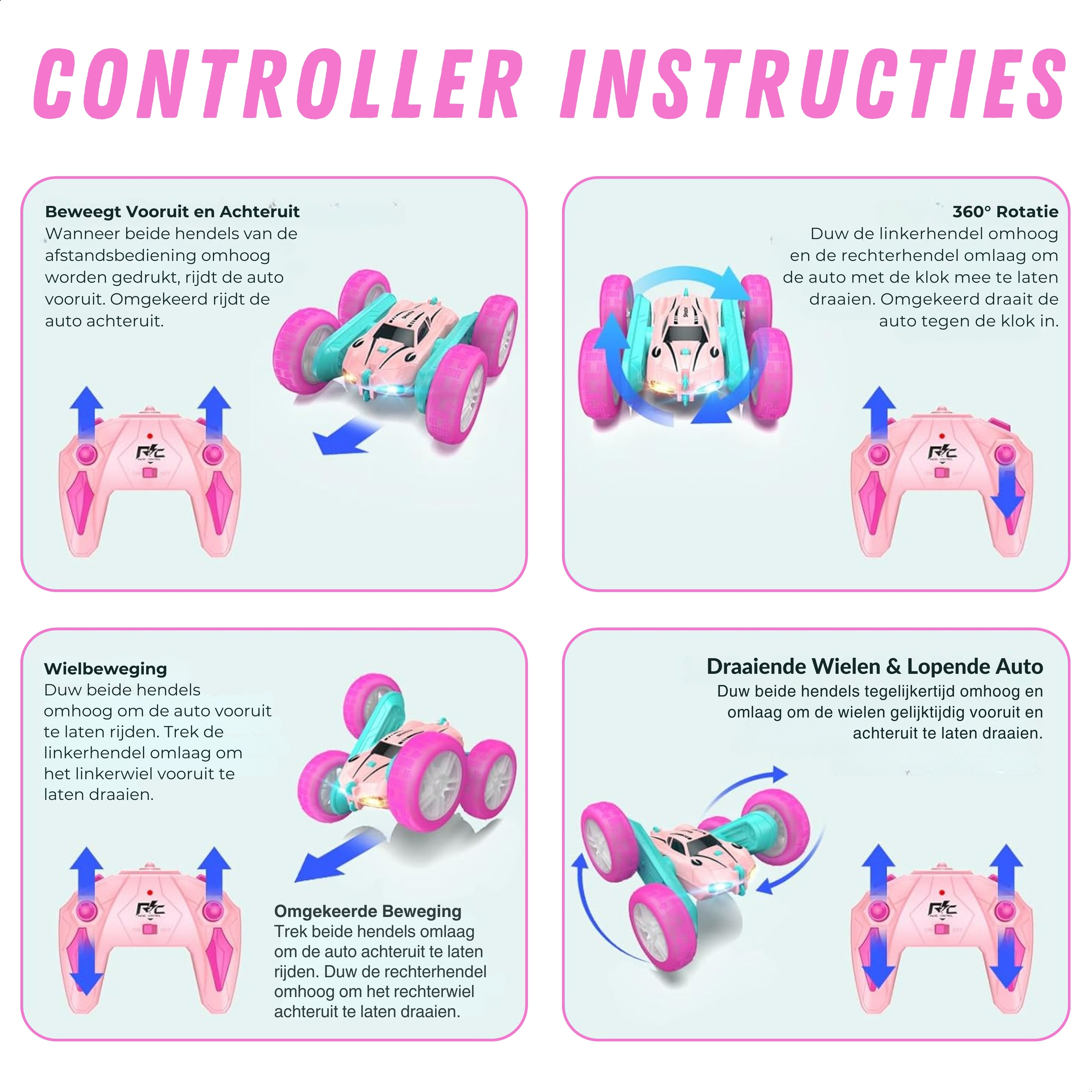 Bestuurbare Stunt Auto | Roze