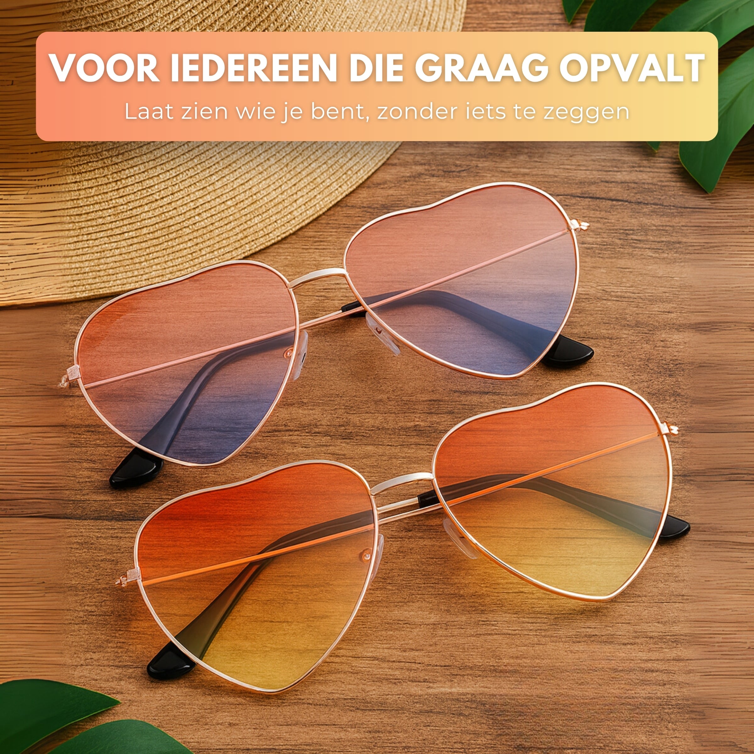 Boncy® Hartjes Zonnebril | 2-Pack | Gradient