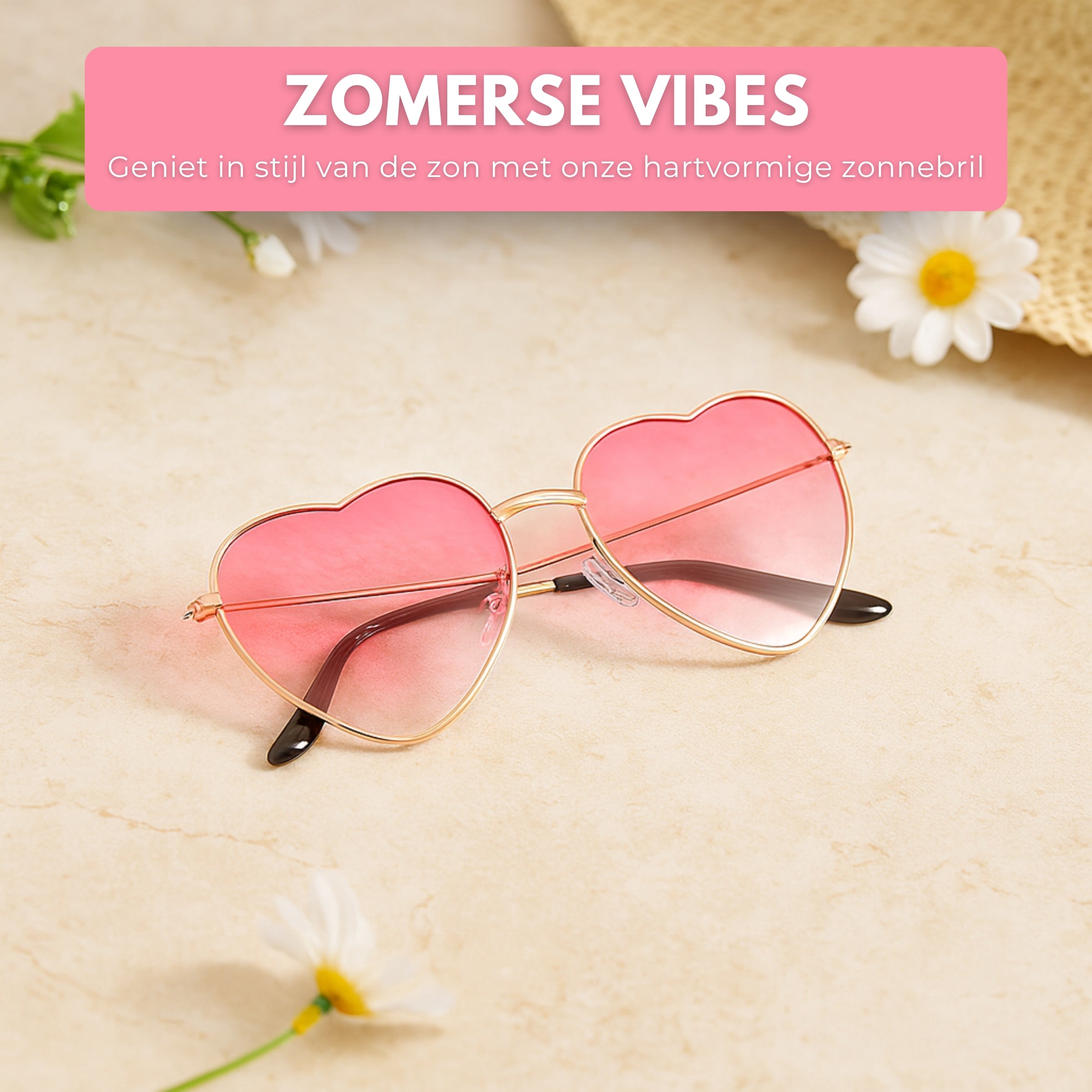 Boncy® Hartjes Zonnebril | 2-Pack | Roze