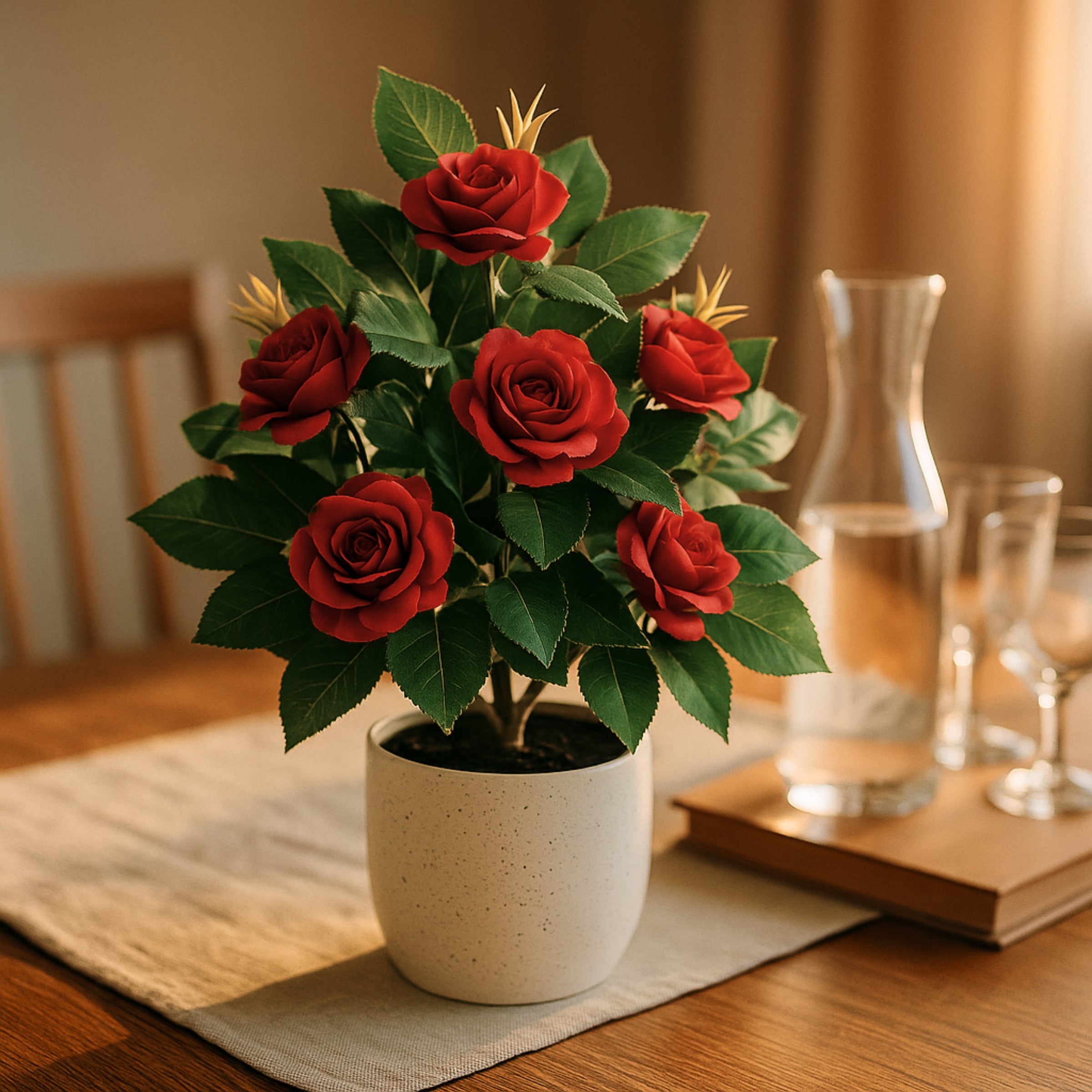 Boncy® Premium Kunstplant | Rozenstruik Rosa 25 cm