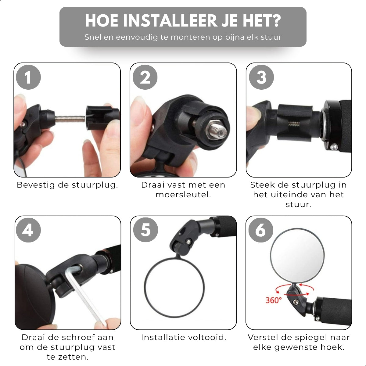 Boncy® Fietsspiegel 2-pack | In stuur