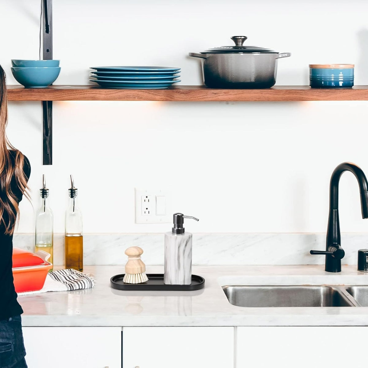 Kaarsenplateau | Zwart Marmer-look (Resin hars)