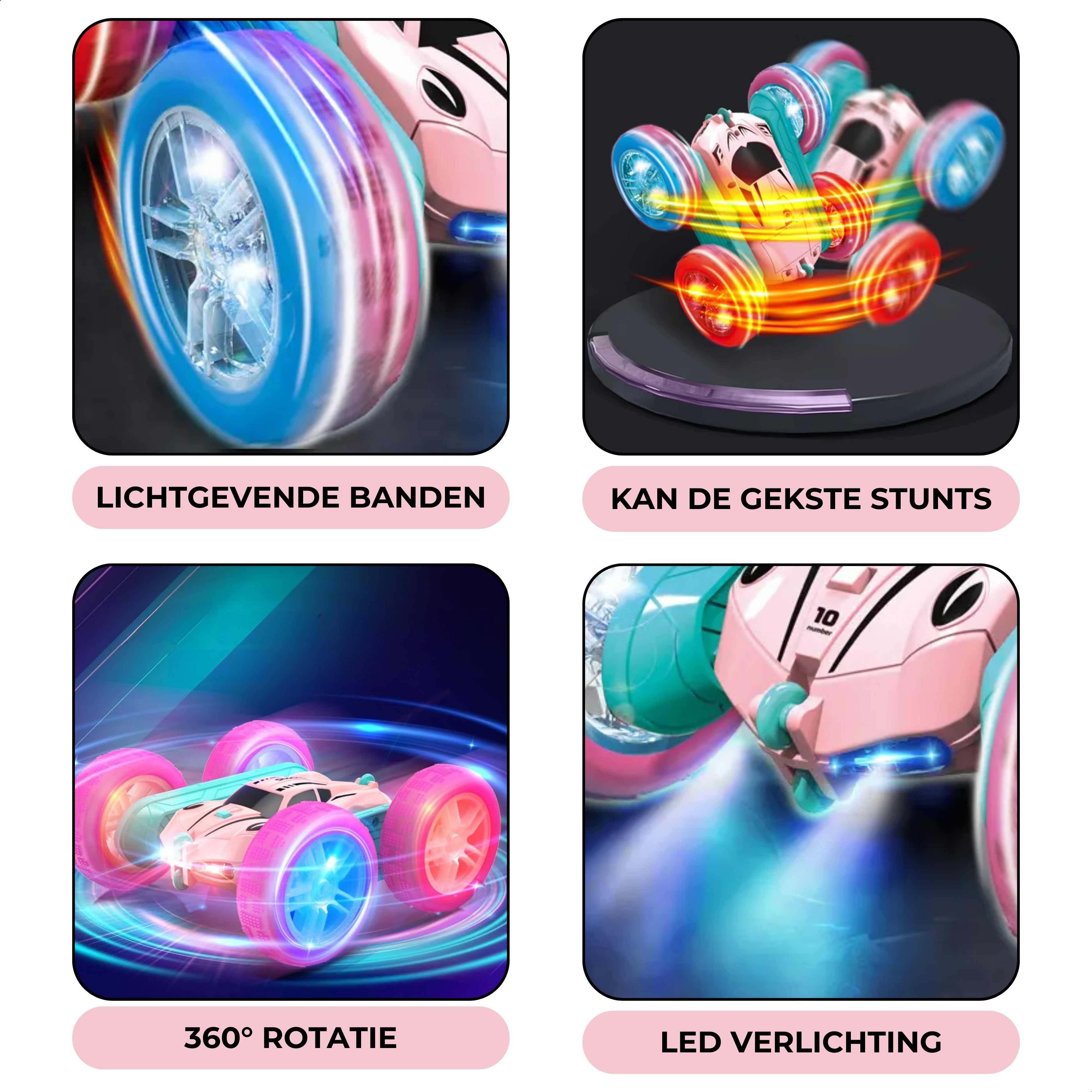 Bestuurbare Stunt Auto | Roze