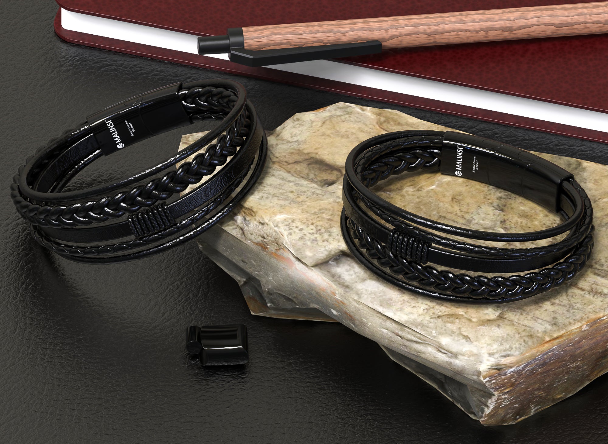 Luxe Leren Armband | Zwart