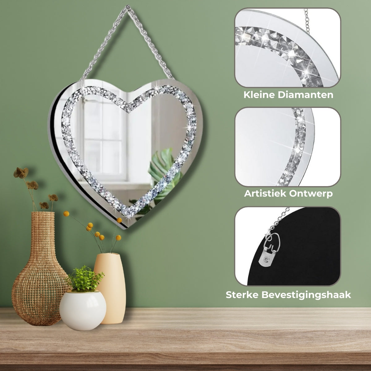 Hart Spiegel Met Diamanten