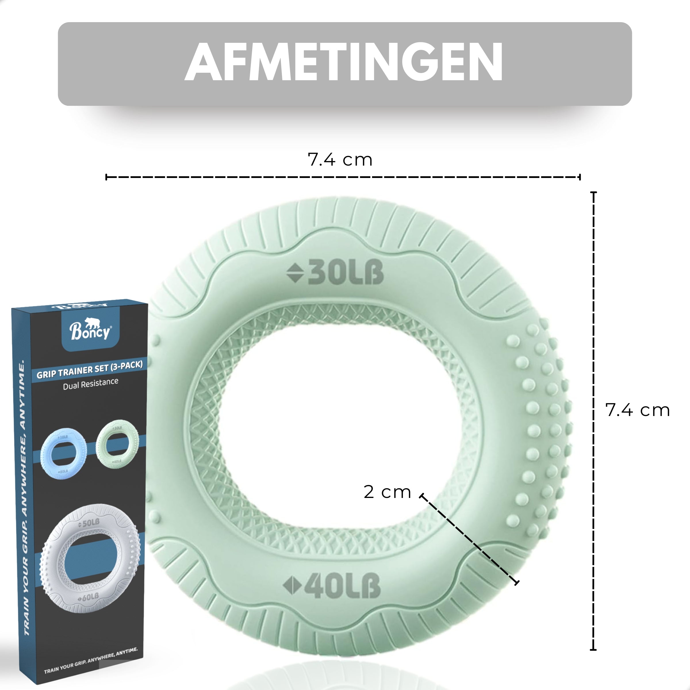 Boncy® Handtrainer Set | 3-Pack met 6 Weerstanden