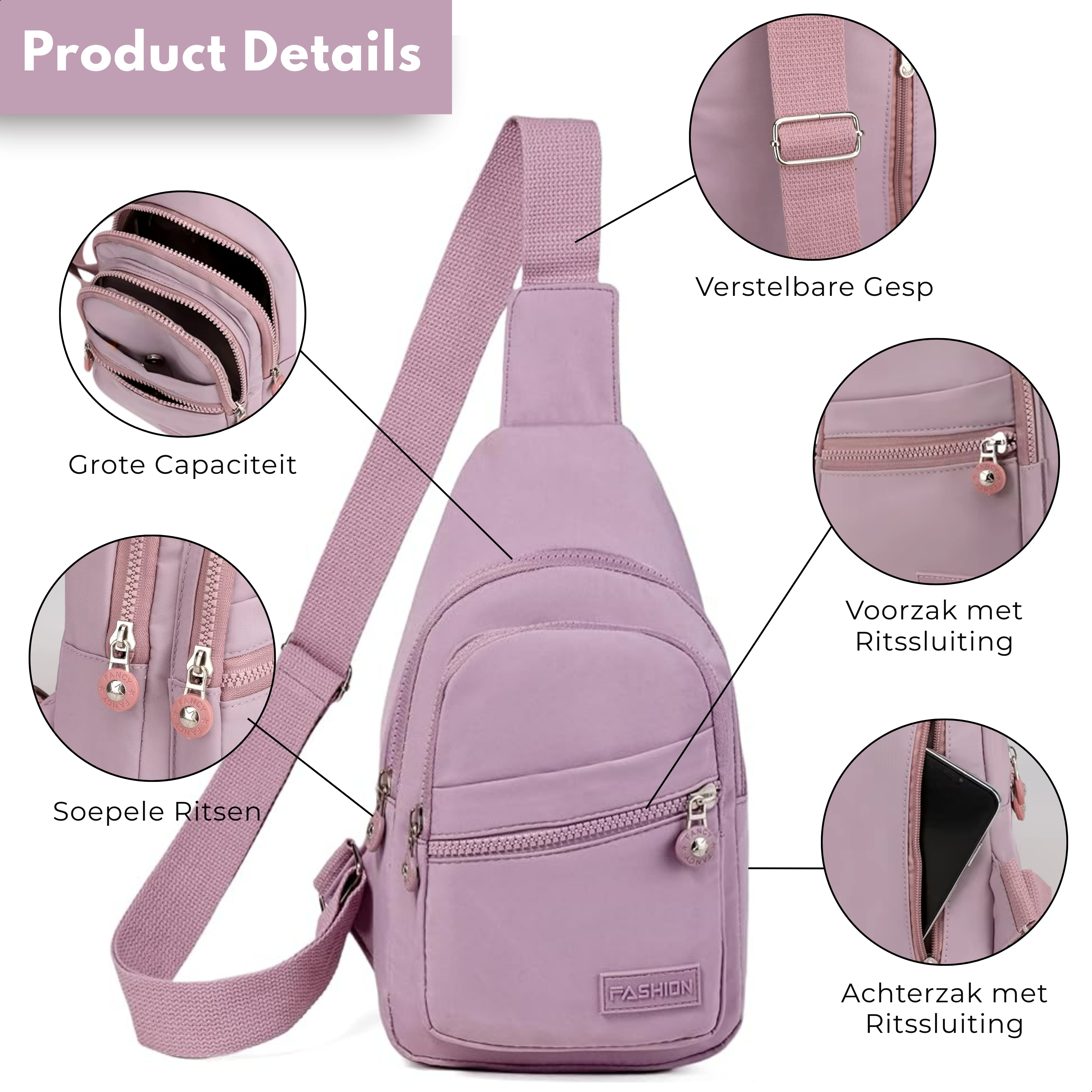 Boncy® Crossbody Schoudertas | Roze