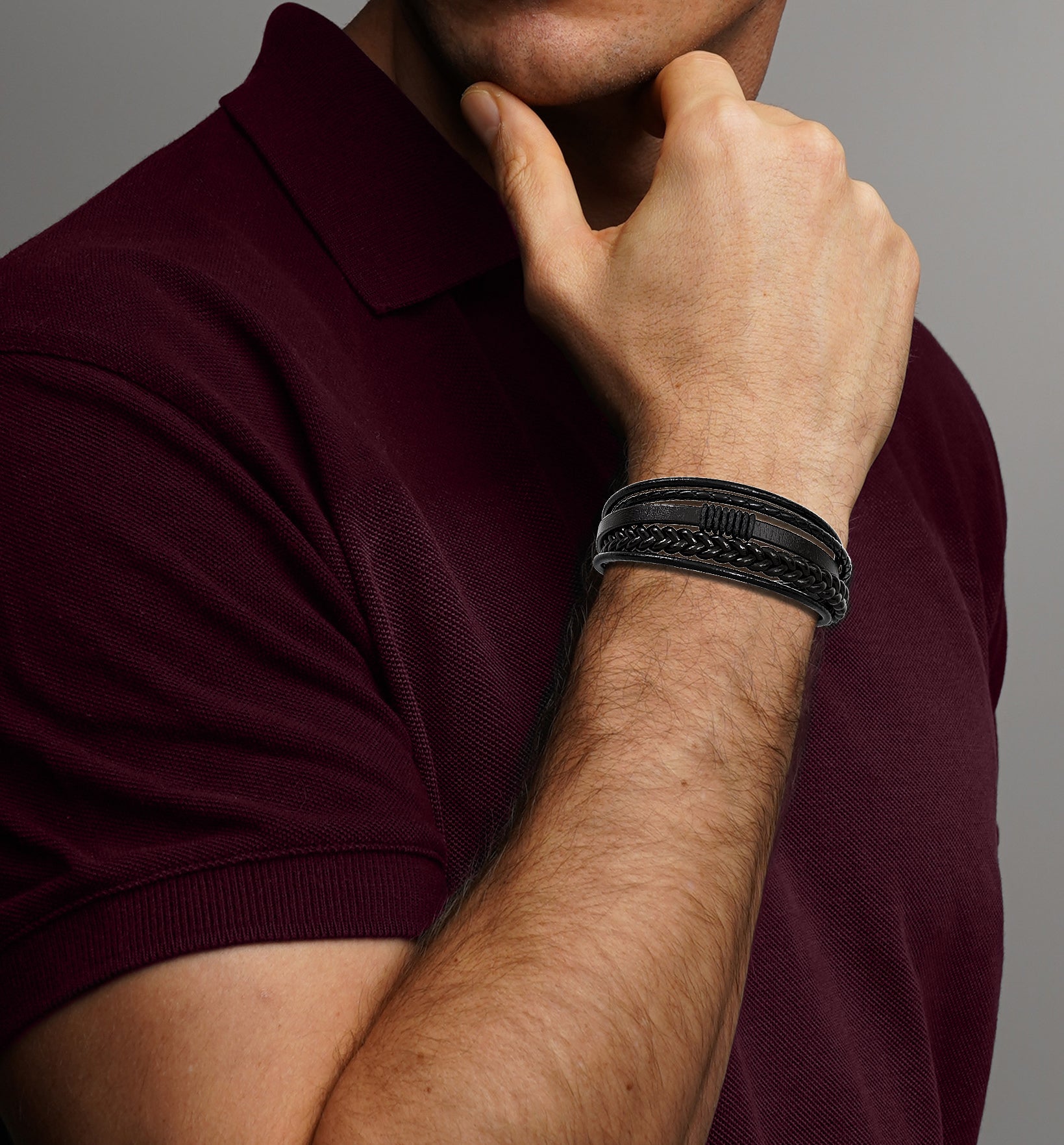 Luxe Leren Armband | Zwart