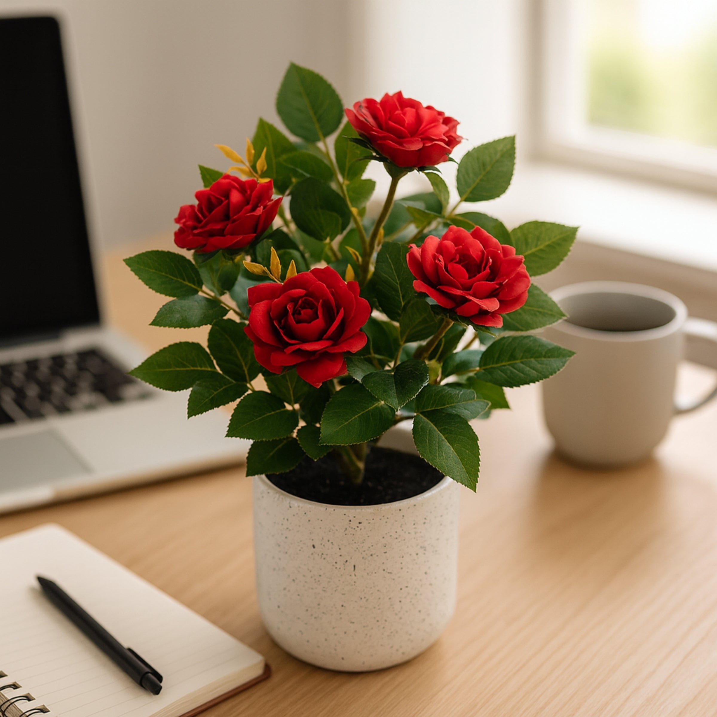 Boncy® Premium Kunstplant | Rozenstruik Rosa 25 cm