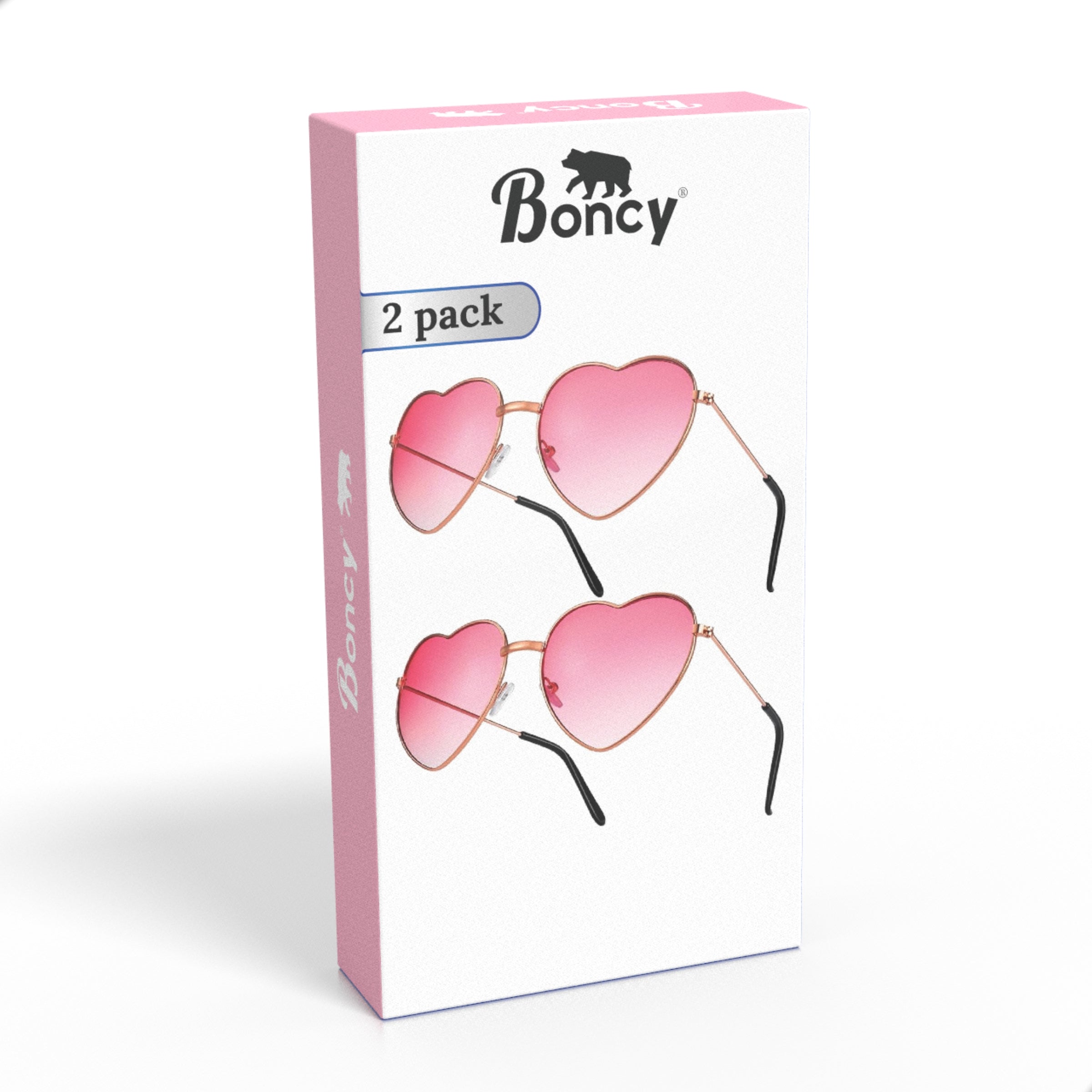 Boncy® Hartjes Zonnebril | 2-Pack | Roze