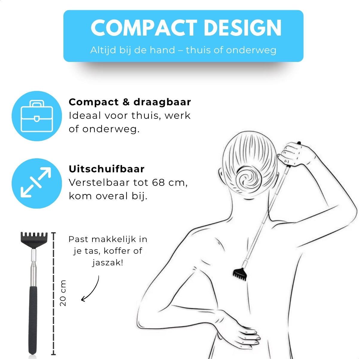 Boncy® Rugkrabber Uitschuifbaar