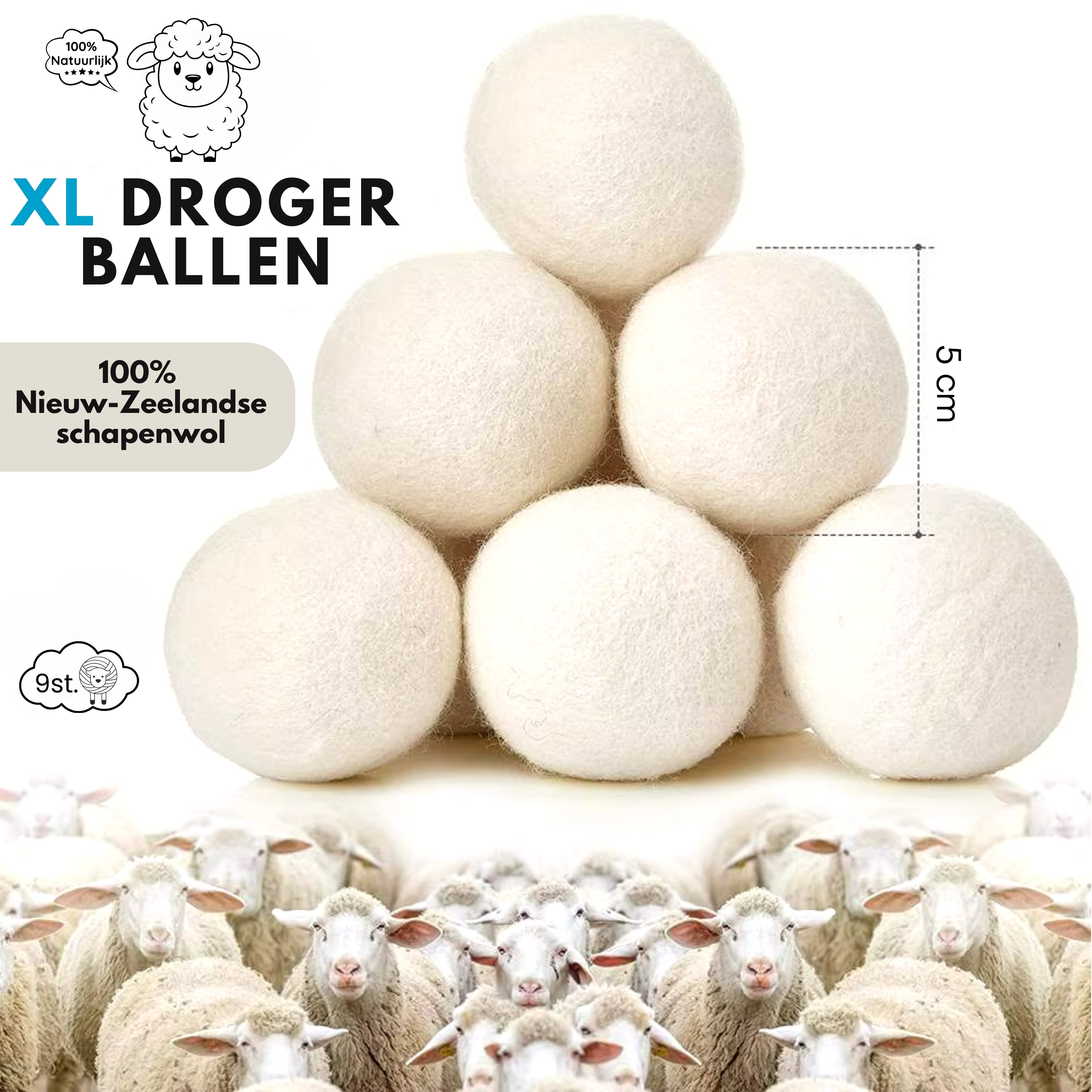 Boncy® Premium Drogerballen - 9 Stuks - Wit