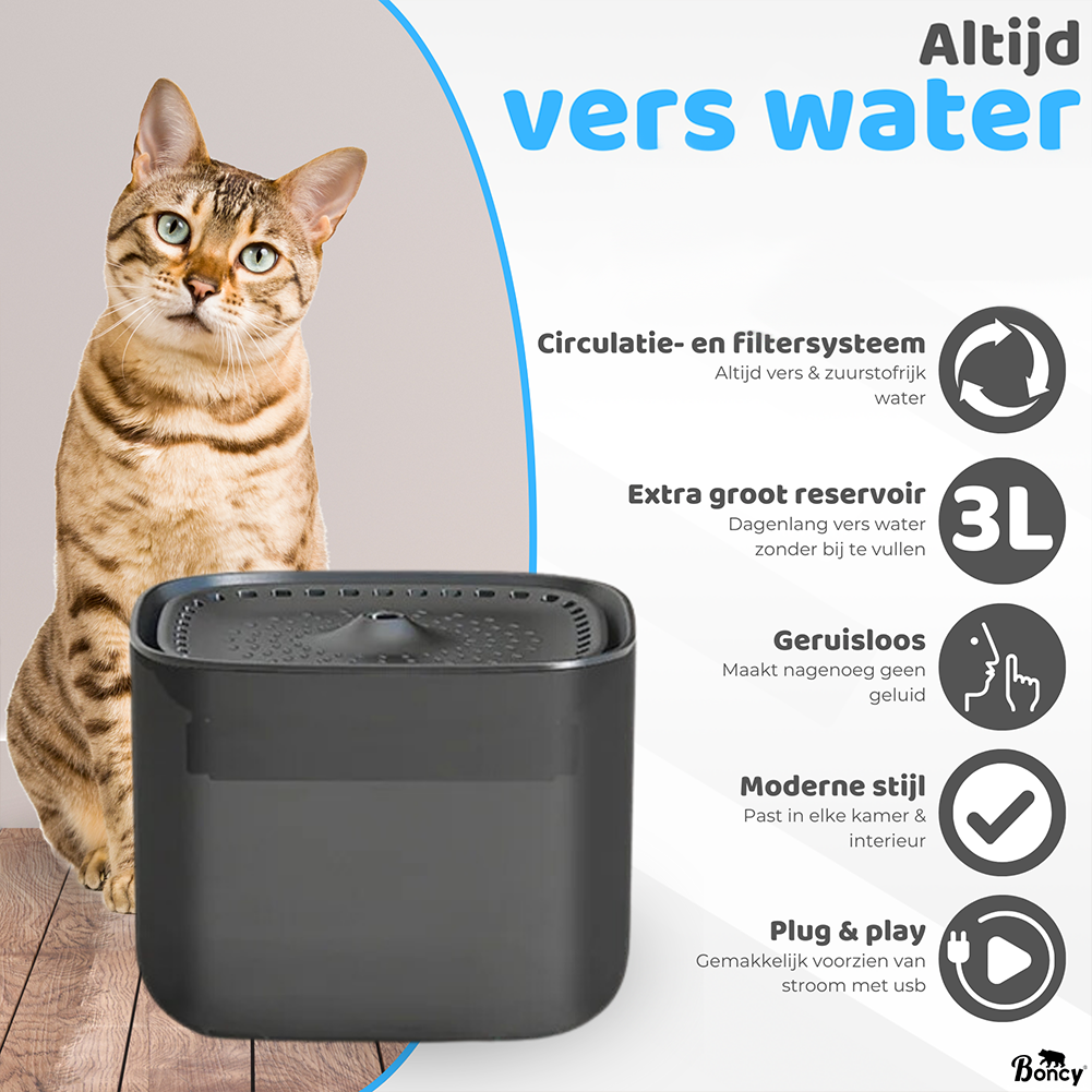 Luxe Drinkfontein Kat & Hond XL | Zwart
