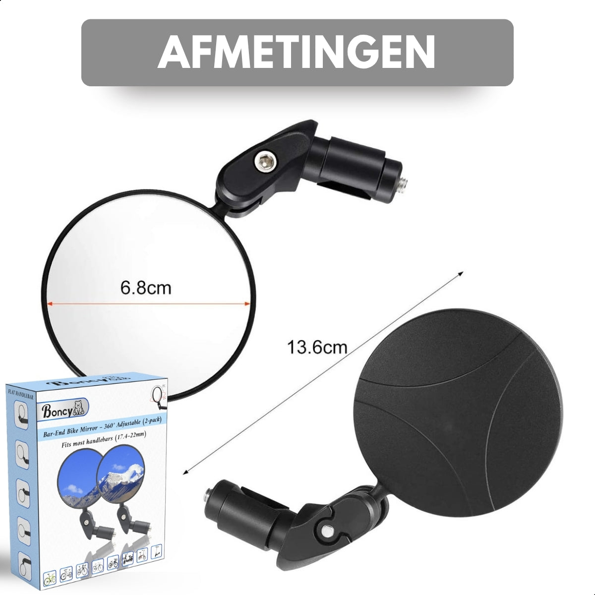 Boncy® Fietsspiegel 2-pack | In stuur