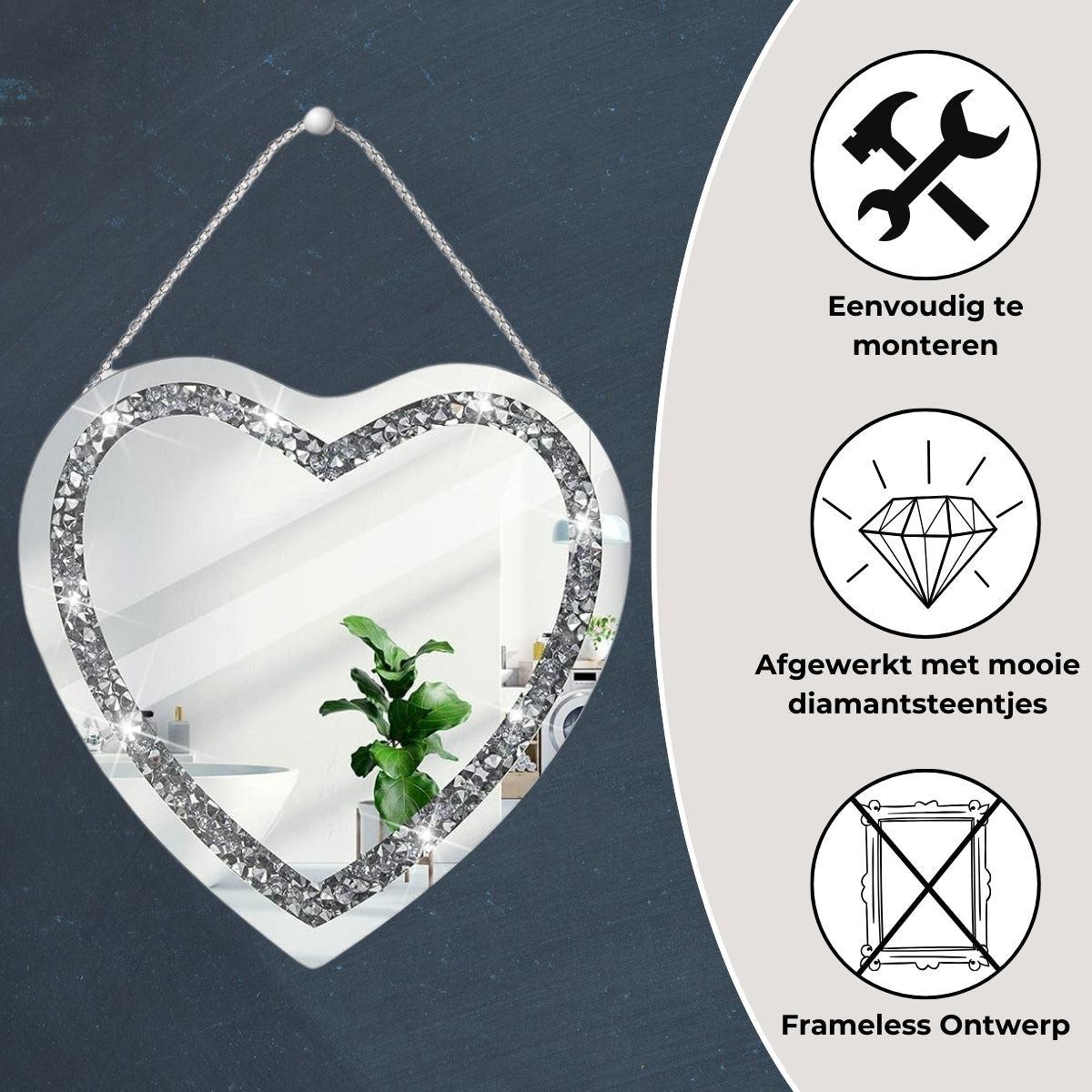 Hart Spiegel Met Diamanten