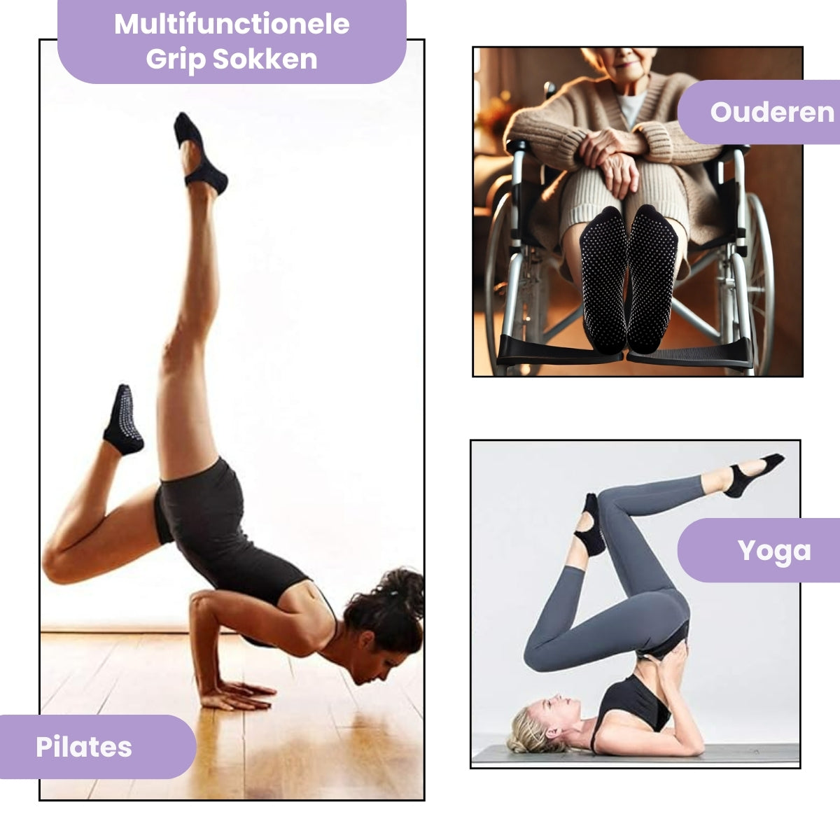 2-Pack Antislip Yoga Sokken | Abrikoos & Paars