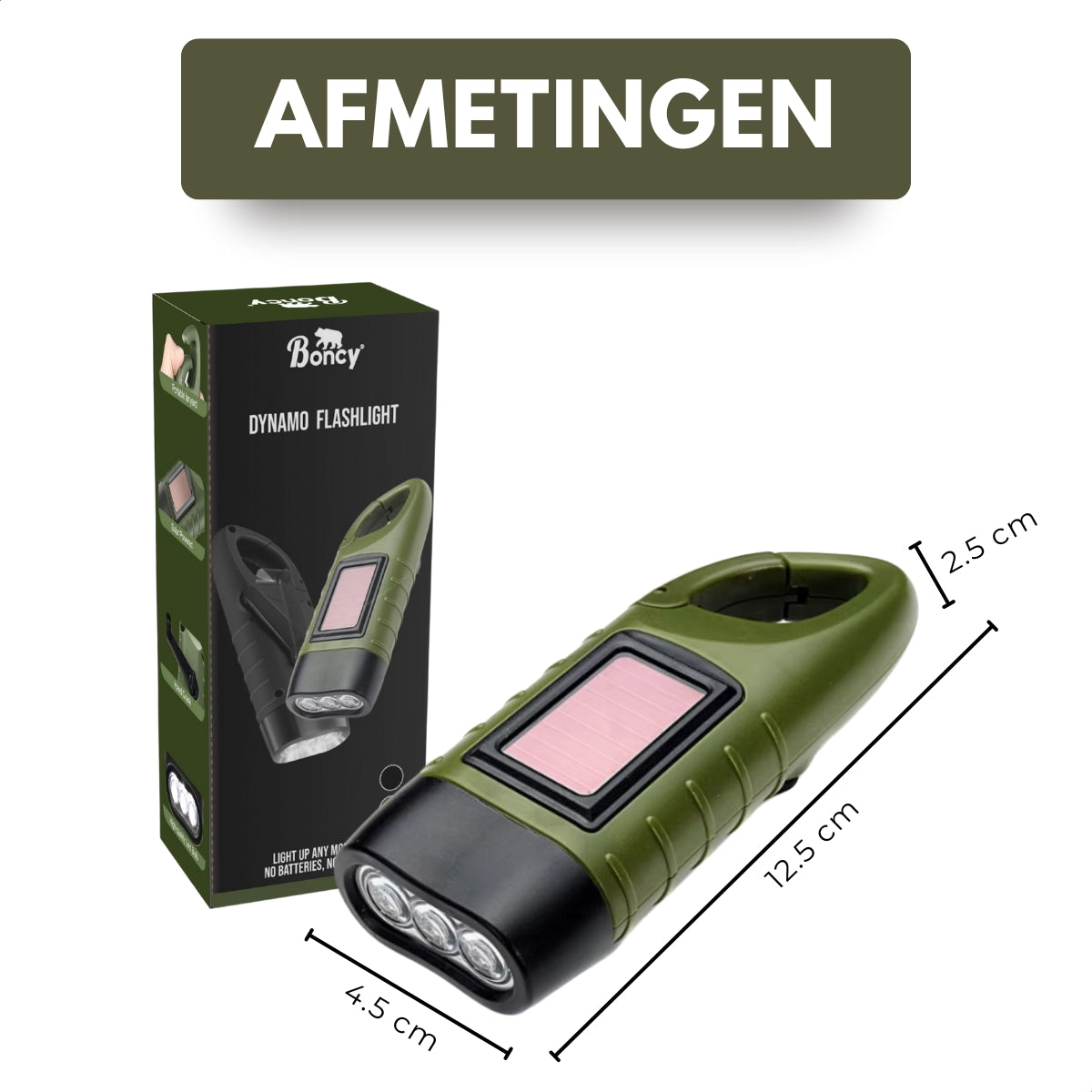 Boncy® Opwindbare LED Zaklamp | Groen