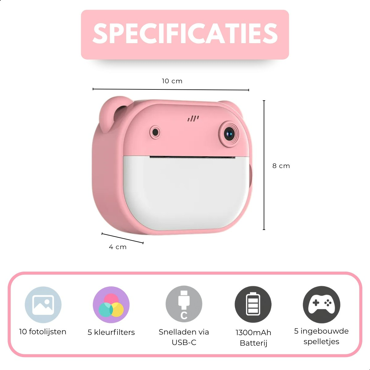 Boncy® Digitale Kindercamera met Foto Printer