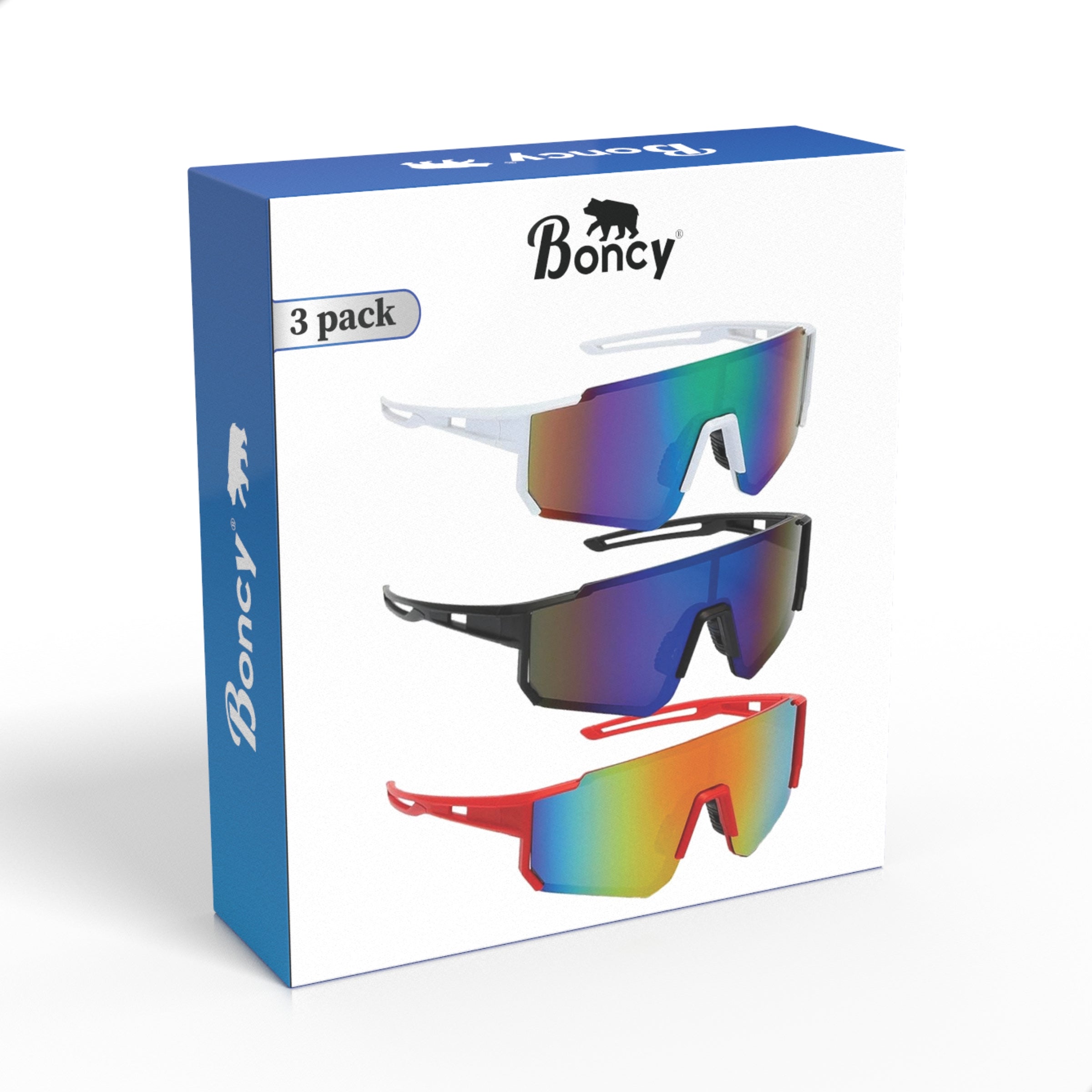 Boncy® Cyclone Zonnebrillen | 3-Pack