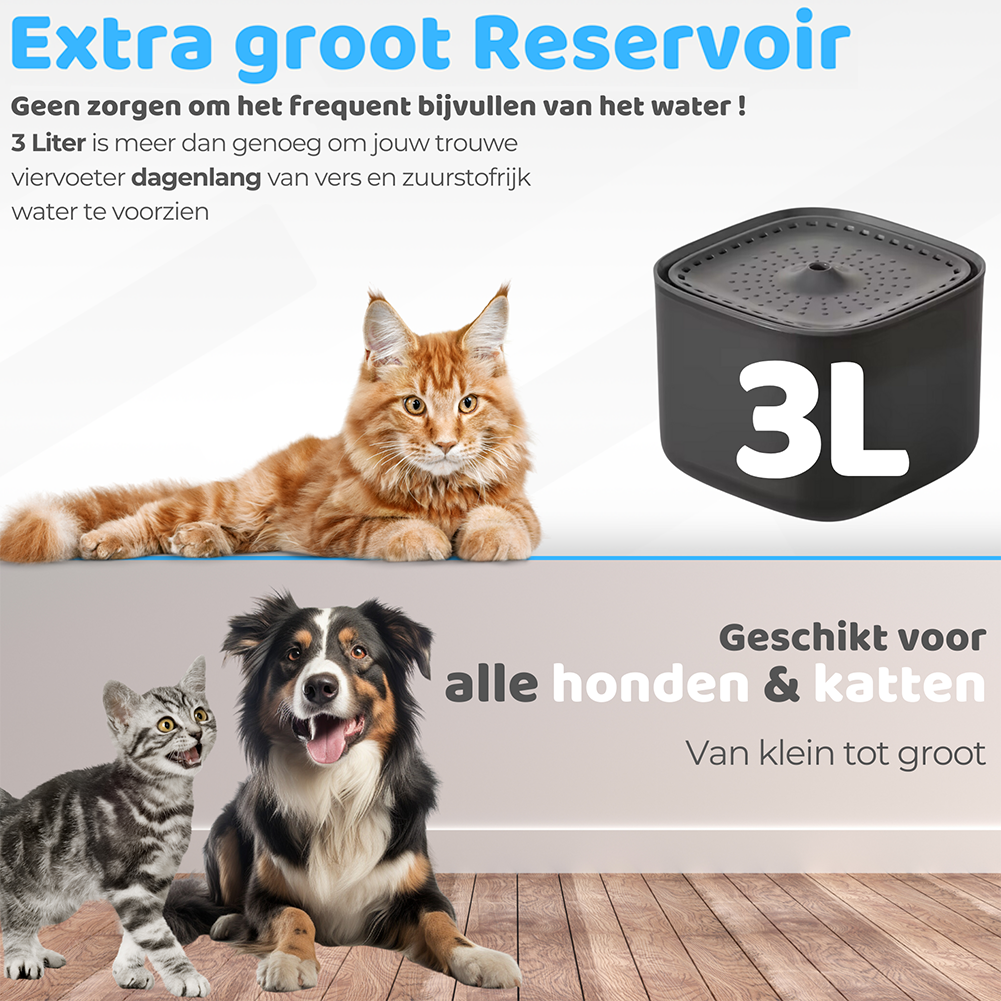 Luxe Drinkfontein Kat & Hond XL | Zwart