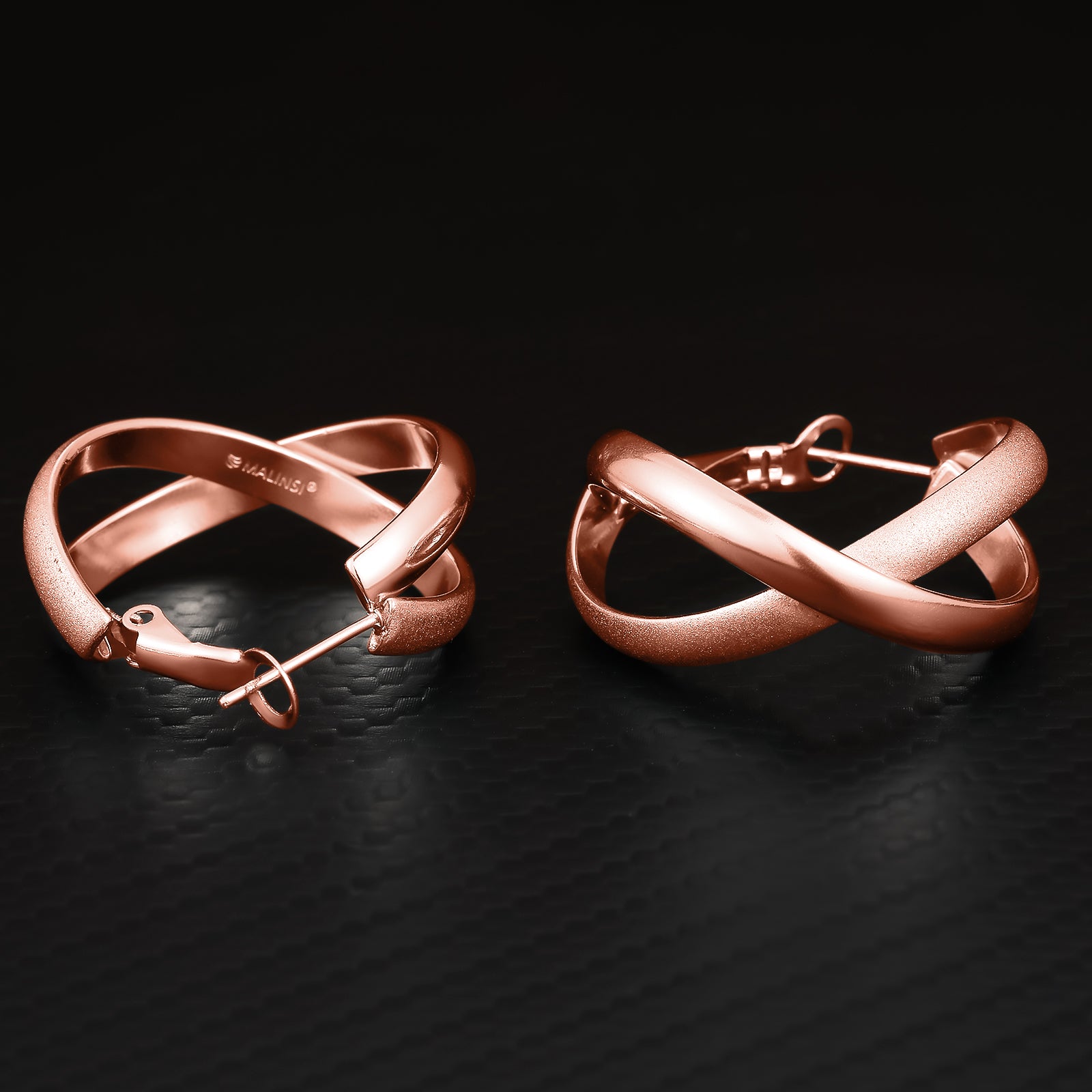 Oorbellen Dames Hybridmatt | Rose Goud Plated RVS