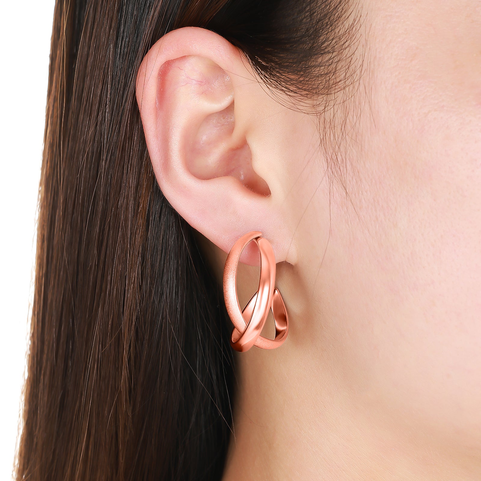 Oorbellen Dames Hybridmatt | Rose Goud Plated RVS