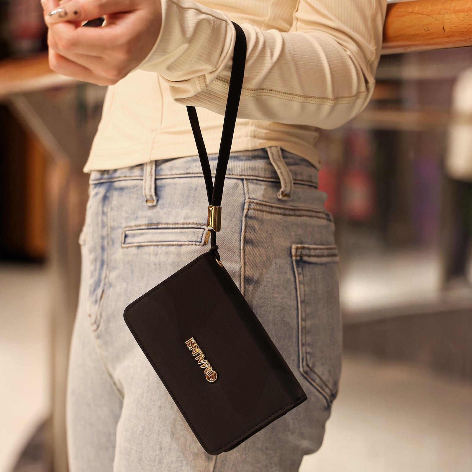 Portemonnee Dames | Zwart Leaf