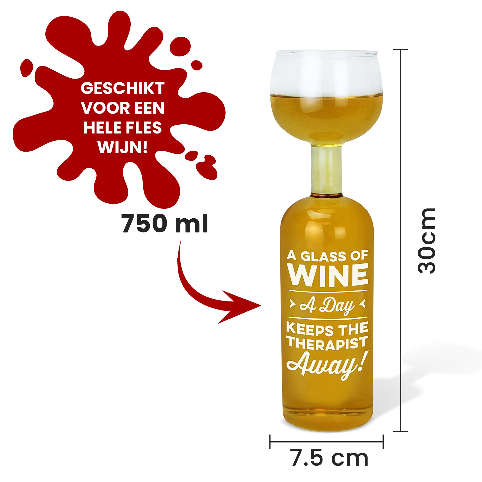 Wijnfles-glas | Therapist Away | 750ml